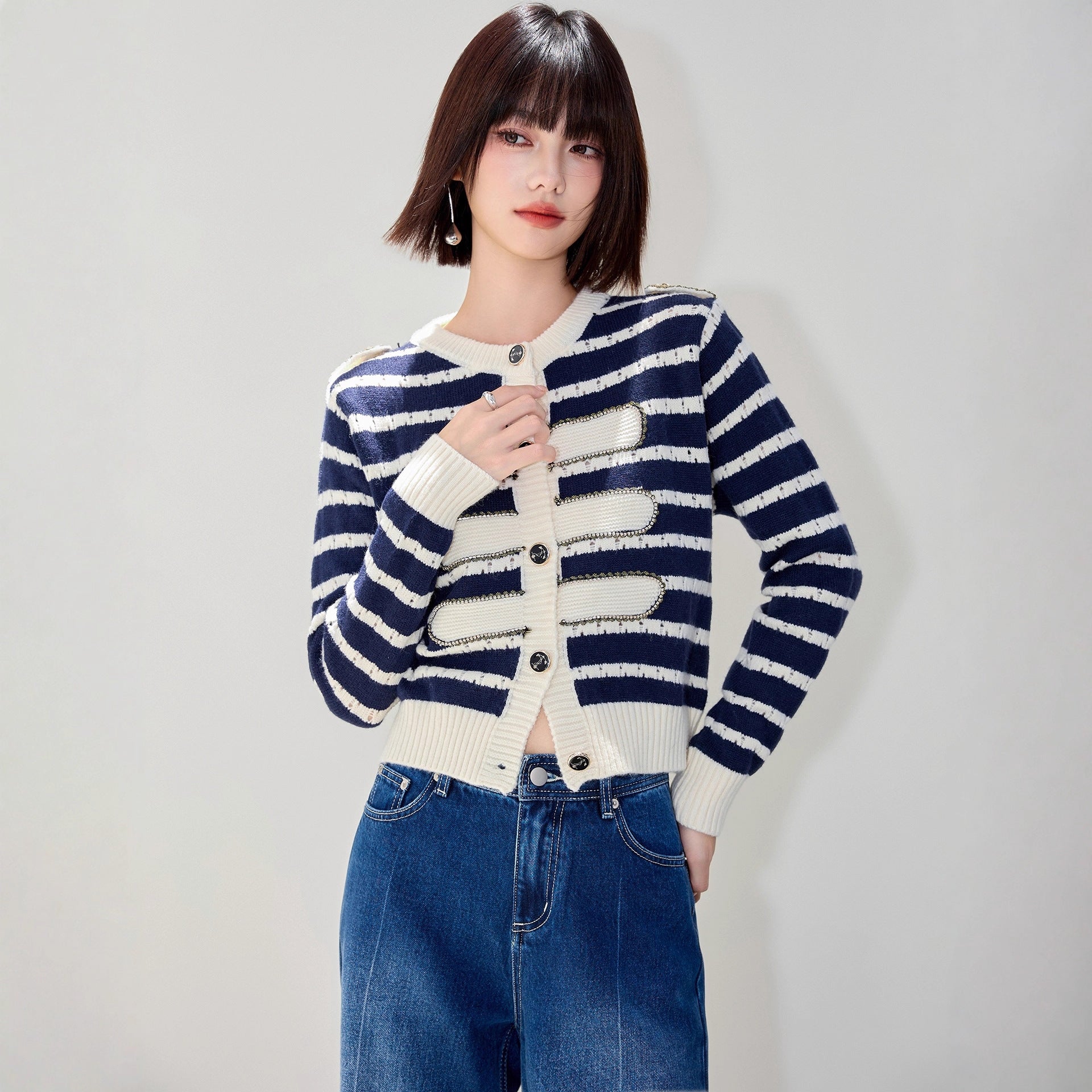 ELNOVÉ Constance Cardigan Rayé
