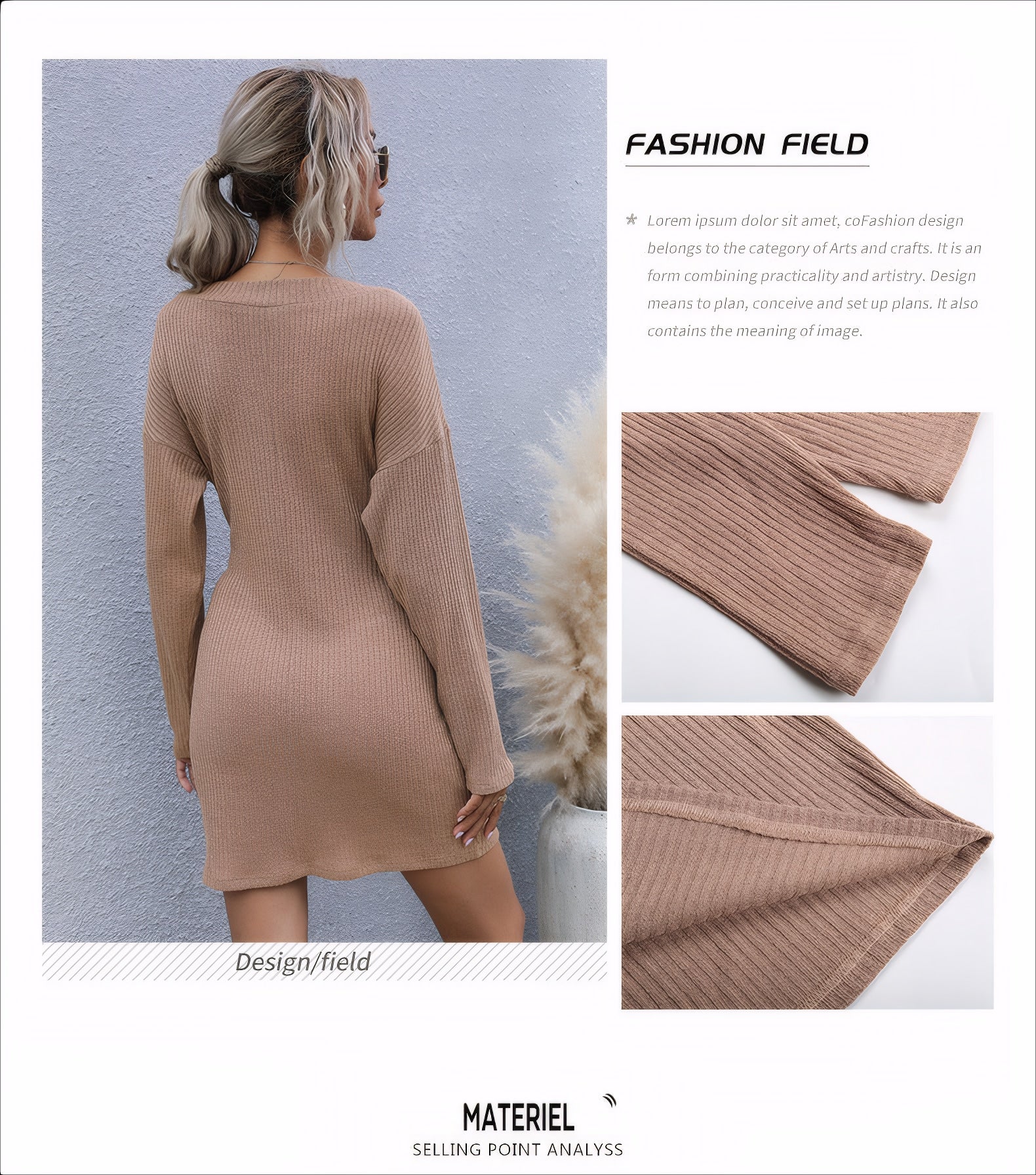 ELNOVÉ Nathalie V-Neck Knit Dress