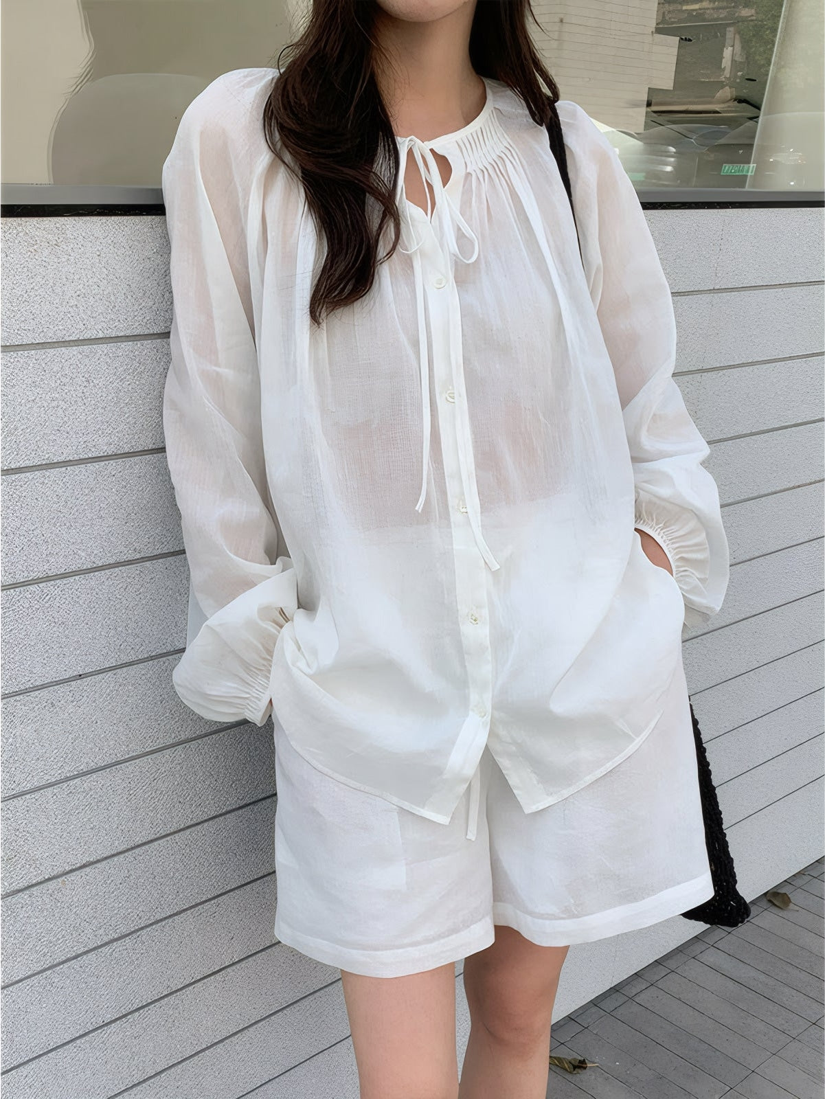 ELNOVÉ Alexandra Tie-Neck Blouse