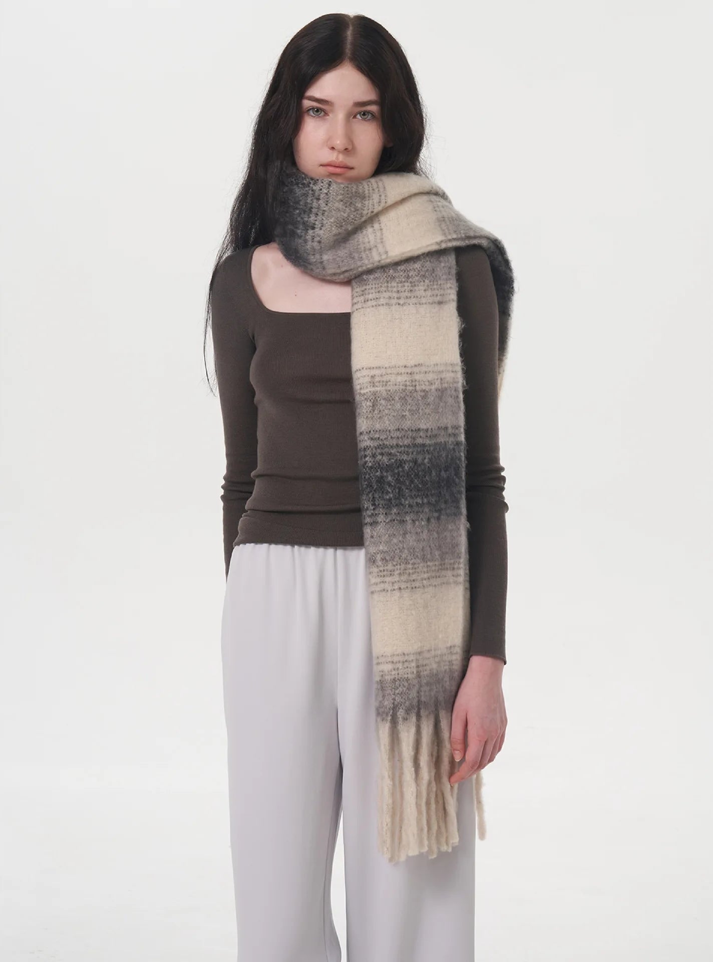 ELNOVÉ Vanessa Striped Tassel Scarf