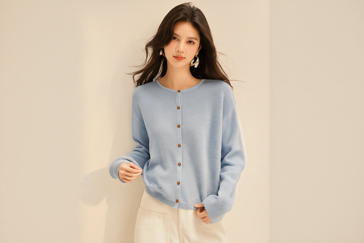 ELNOVÉ Round Neck Knit Pullover