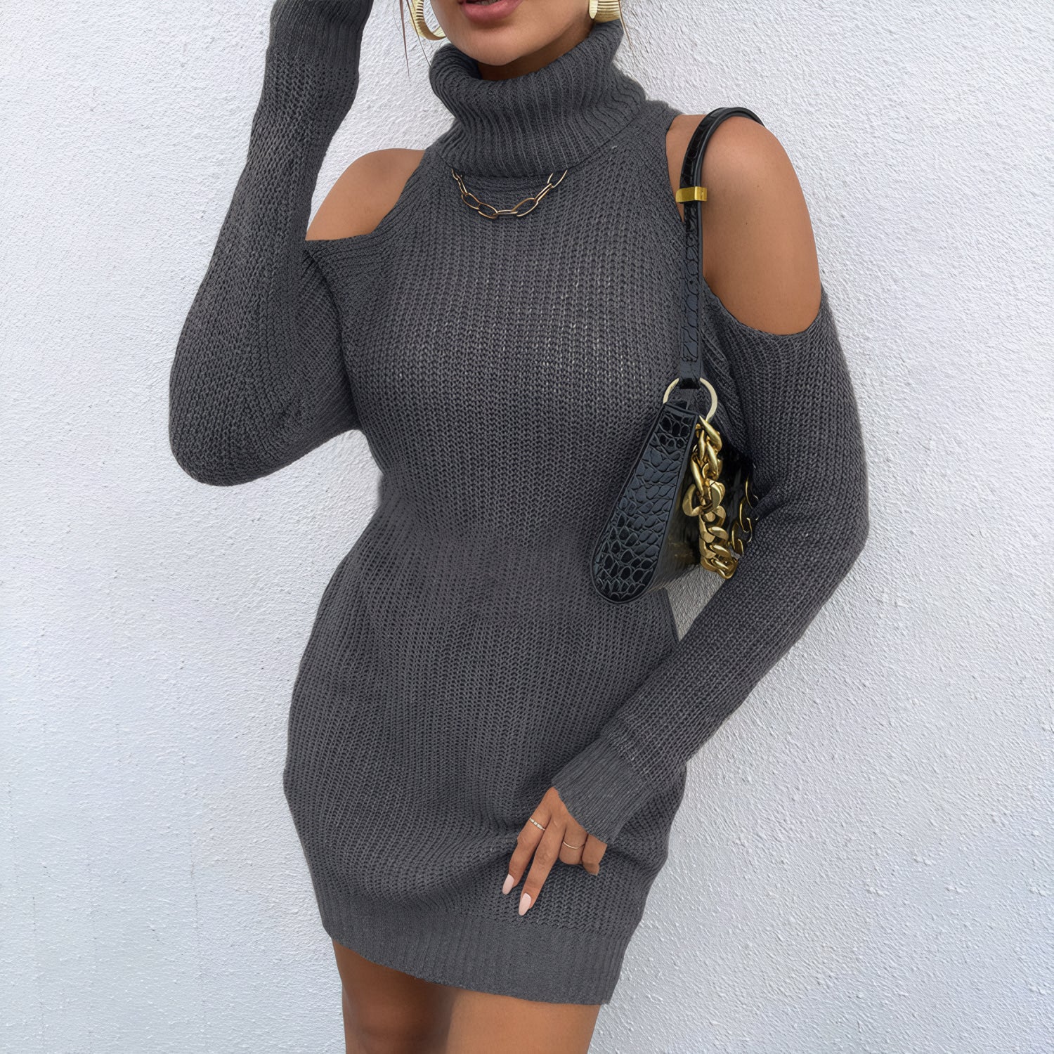 ELNOVÉ Celine Rollkragen Strickkleid