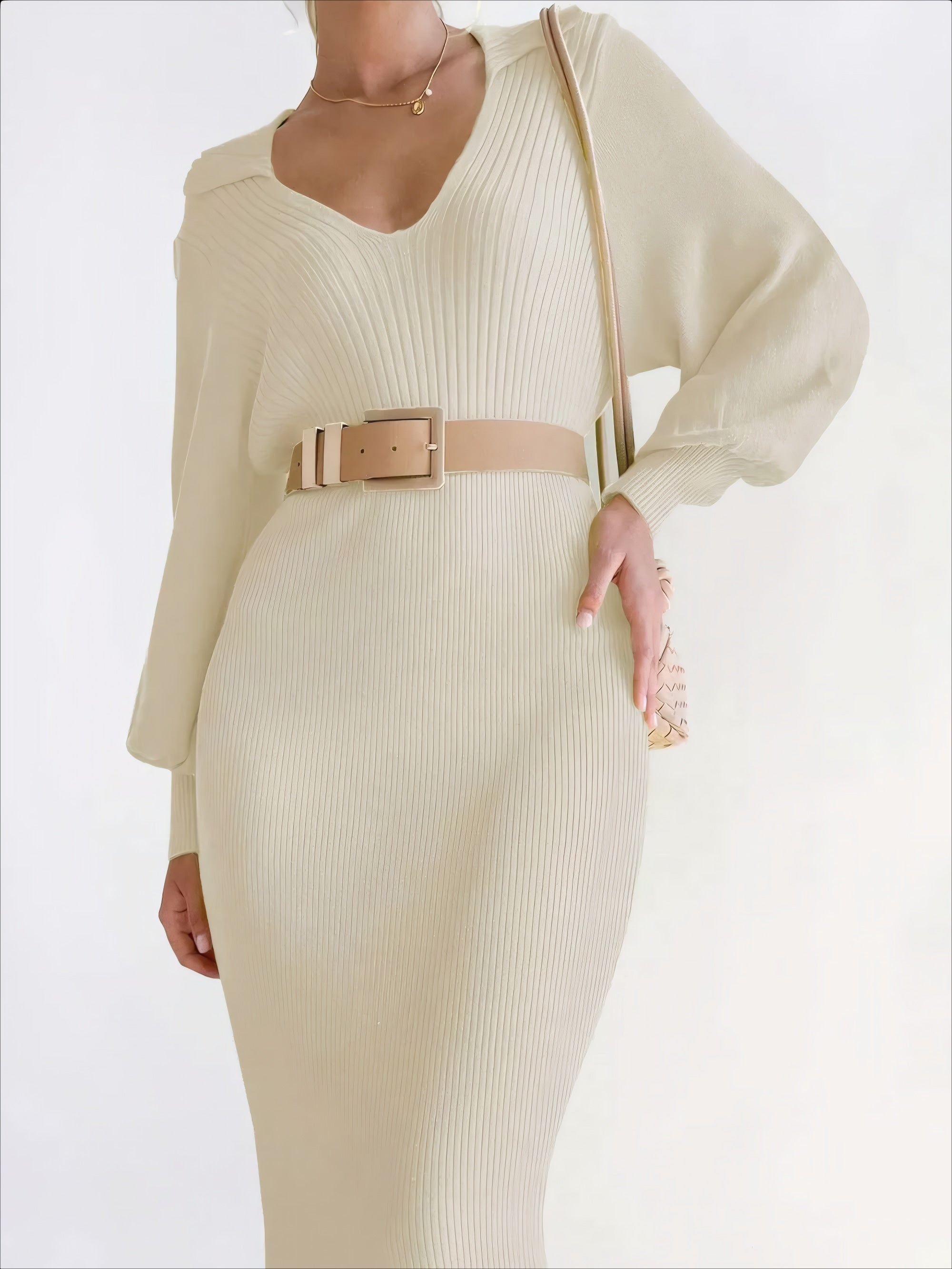 ELNOVÉ Robe en maille Provence à col en V