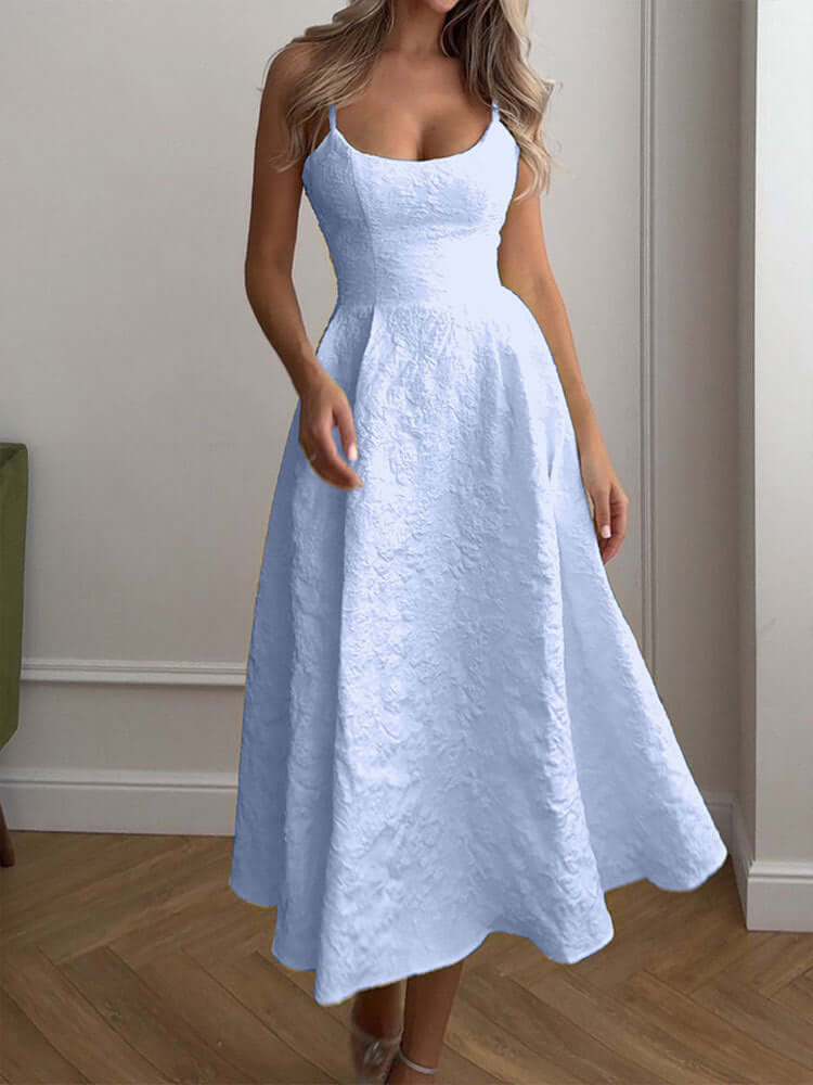 Céleste One-Shoulder Midi Dress#Color_Blue