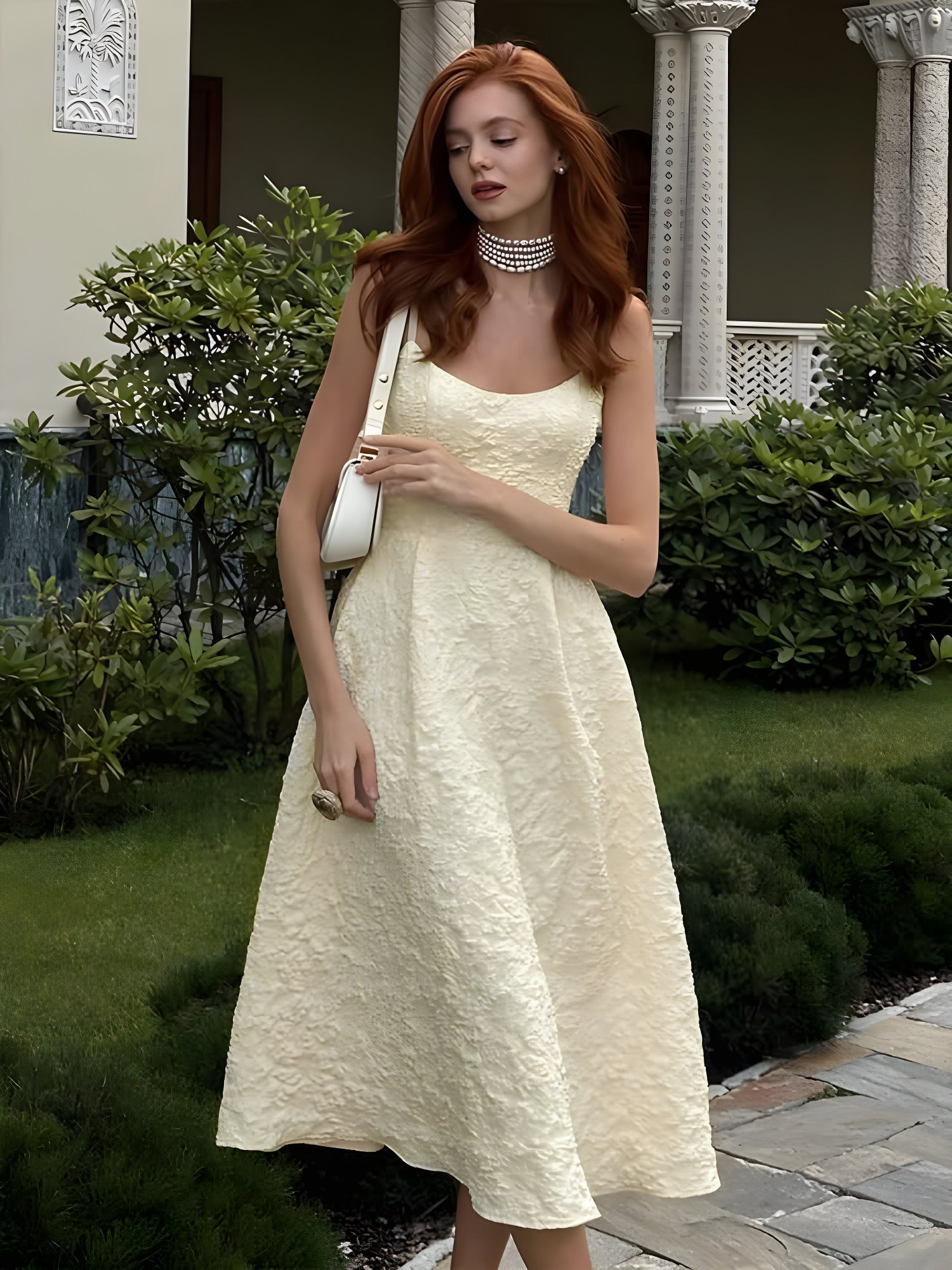 Céleste One-Shoulder Midi Dress#Color_Apricot