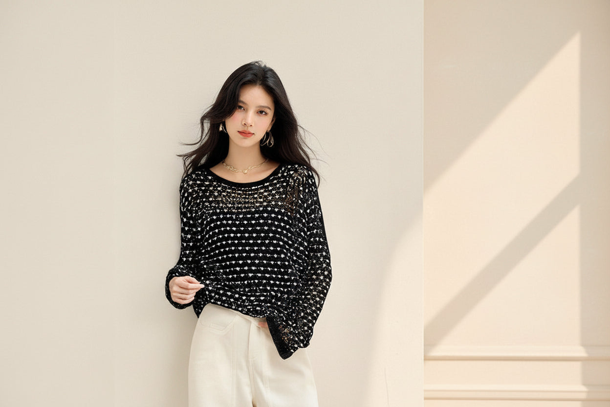 Linen Hollow Knit Cover-Up — View 3