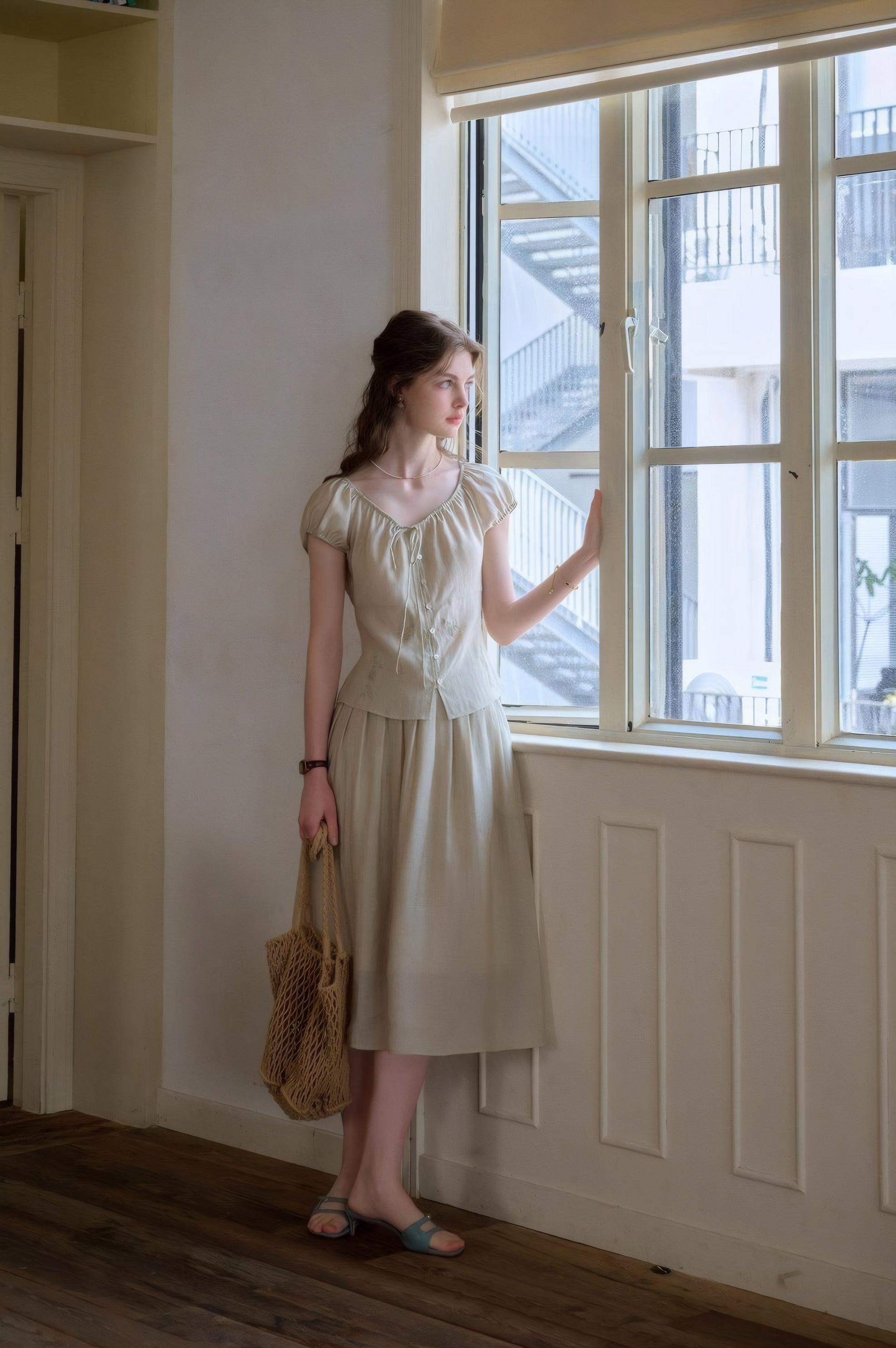 ELNOVÉ Thomasine Embroidered Tencel Skirt