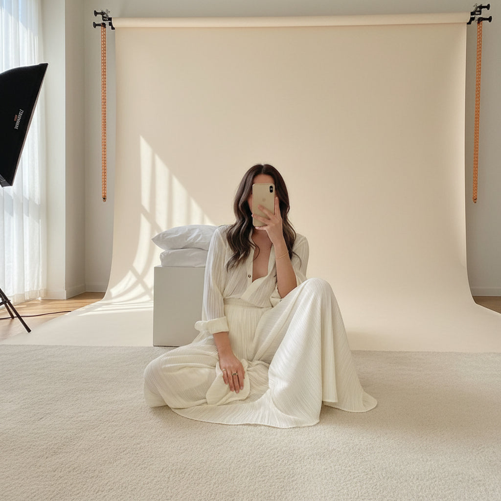 Pleated Blouse & Wide-Leg Pants Set