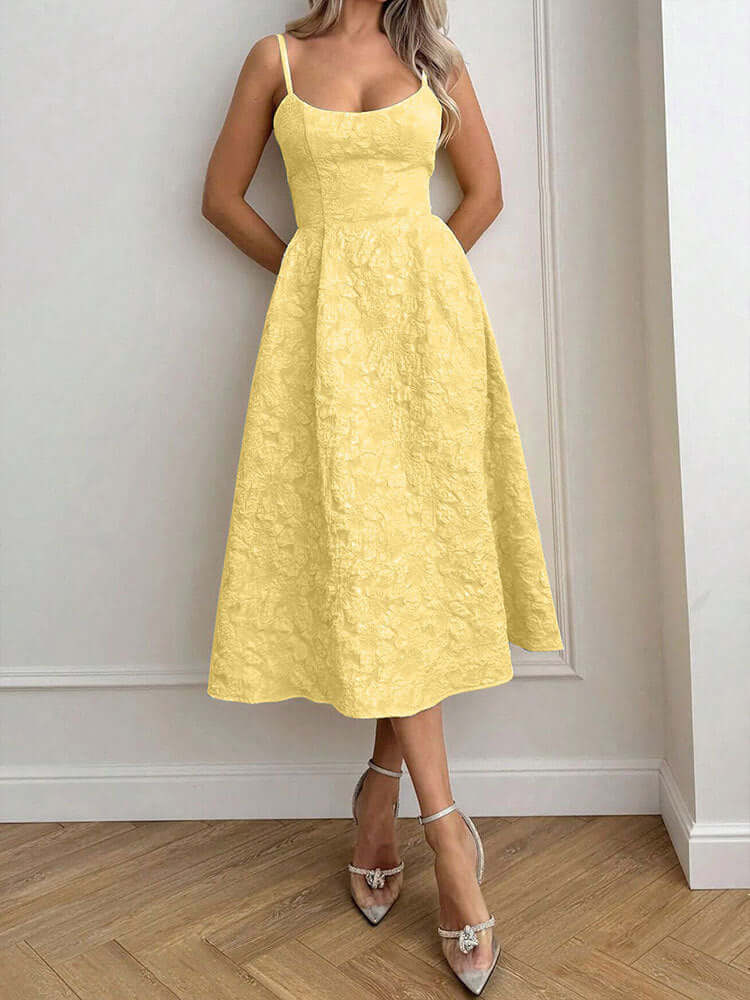 Céleste One-Shoulder Midi Dress#Color_Yellow