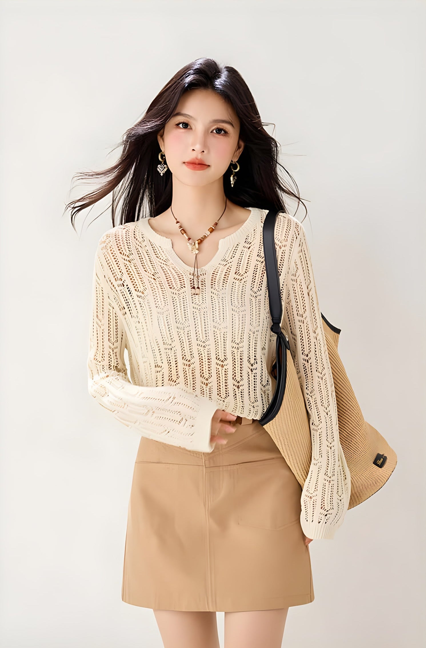 Solène Openwork Knit Pullover