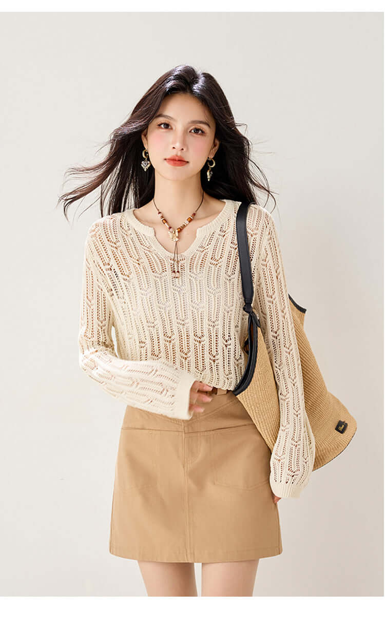 Solène Openwork Knit Pullover