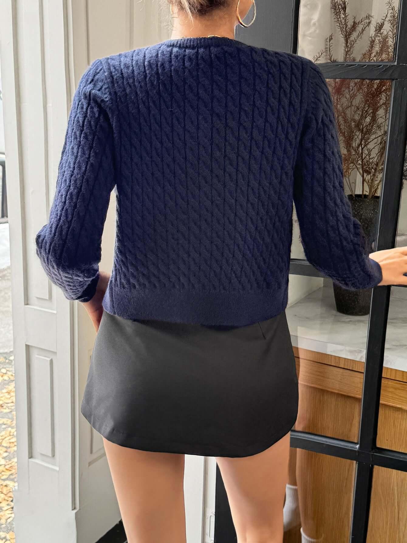 Margaux Button-Front Knit Cardigan#Color_Navy Blue