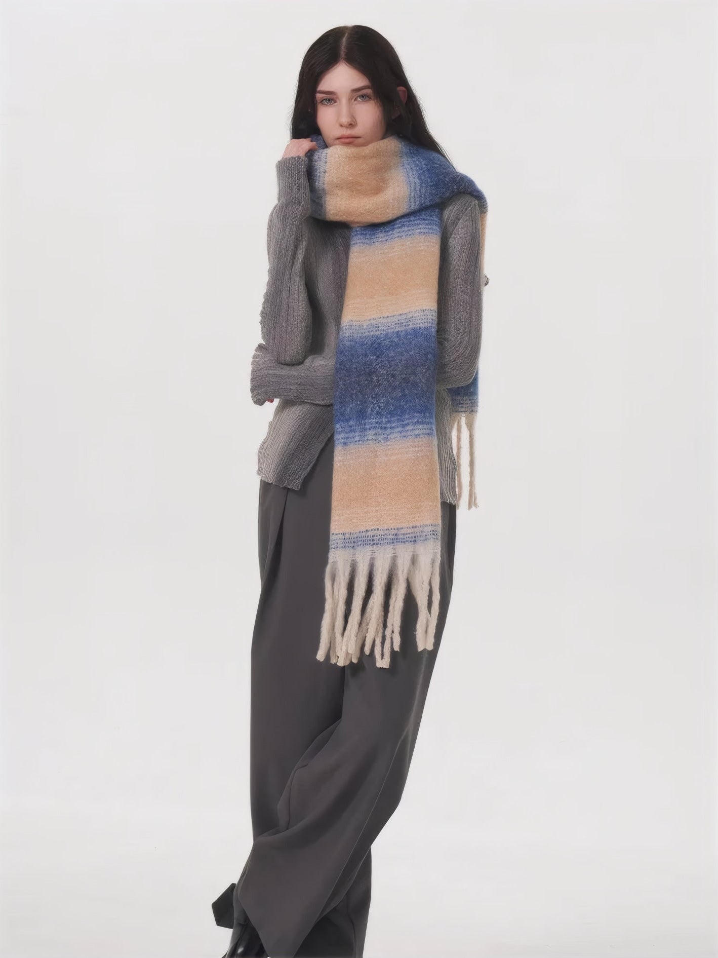 ELNOVÉ Vanessa Striped Tassel Scarf
