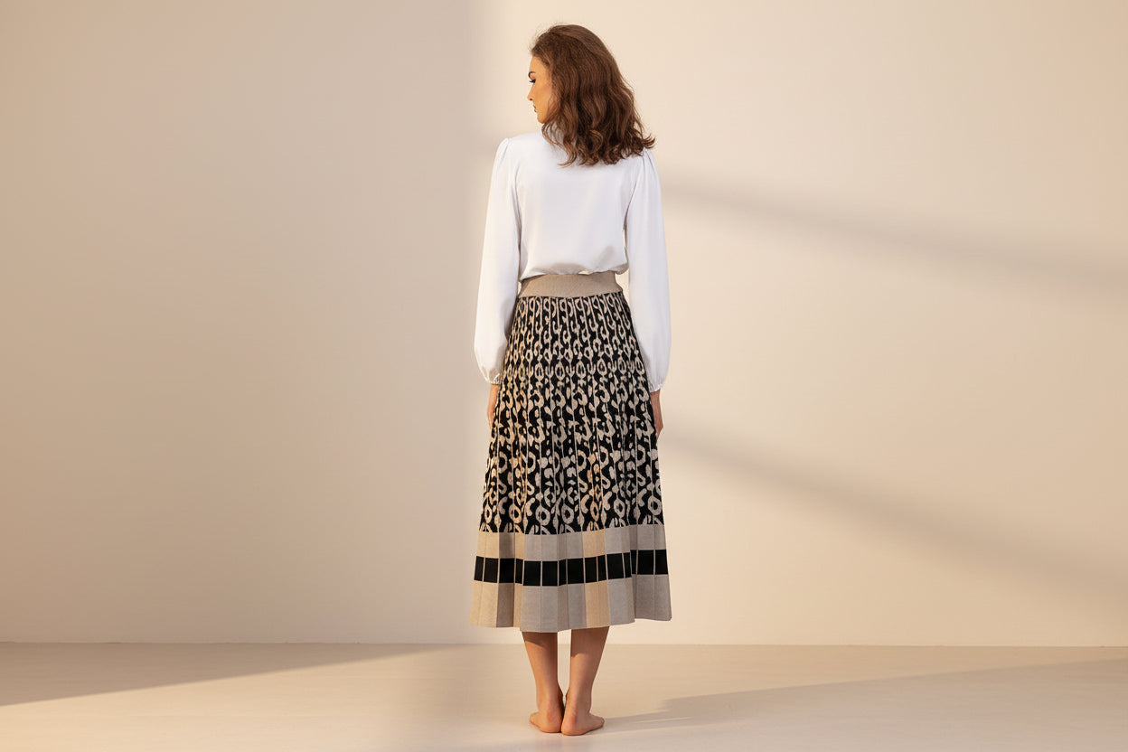 ELNOVÉ Knit Maxi A-Line Skirt