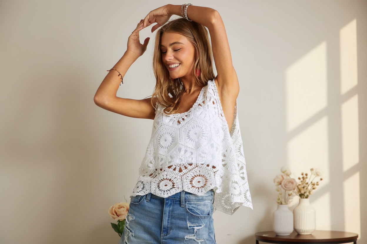 Crochet Wide-Strap Cover-Up
