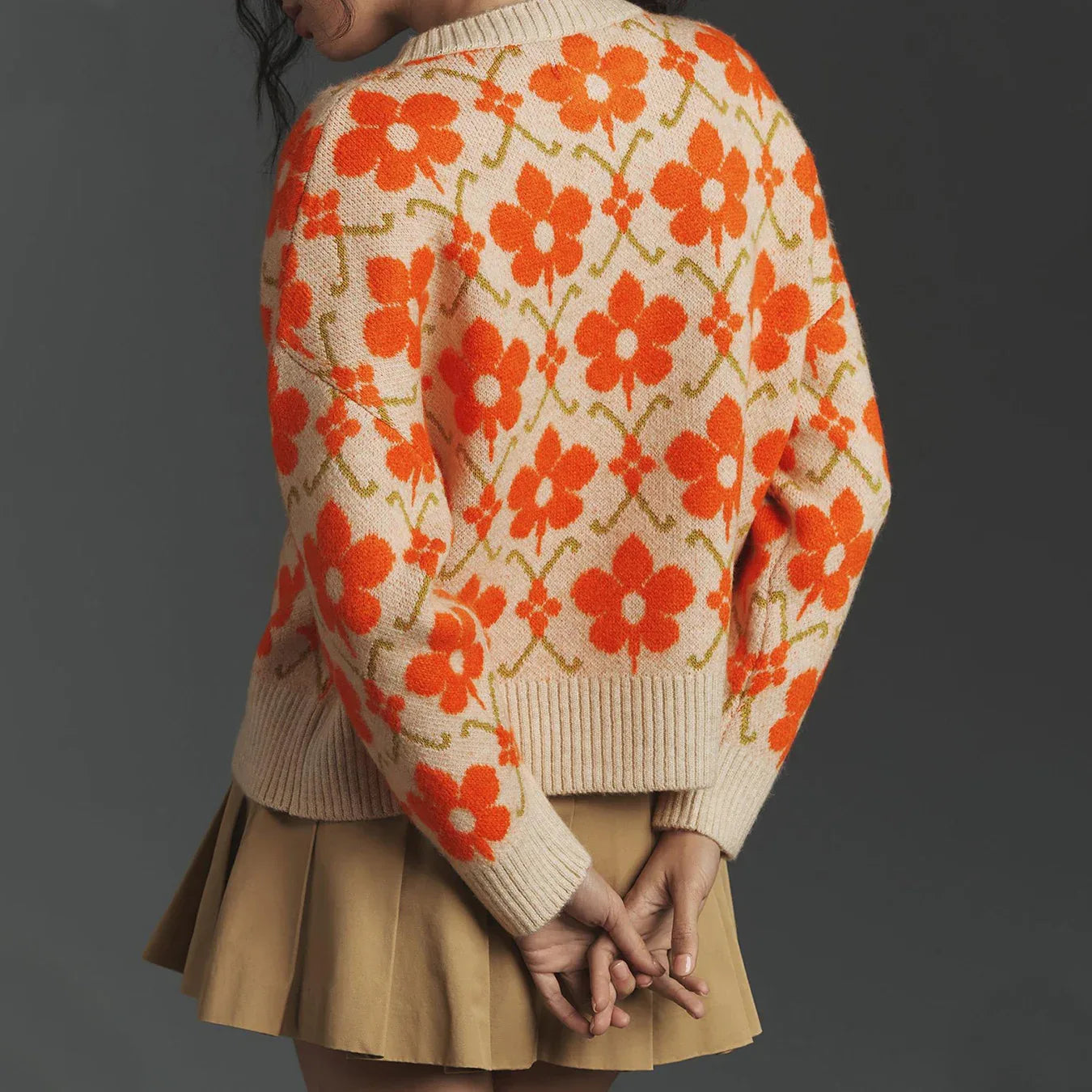 floral jacquard knit cardigan