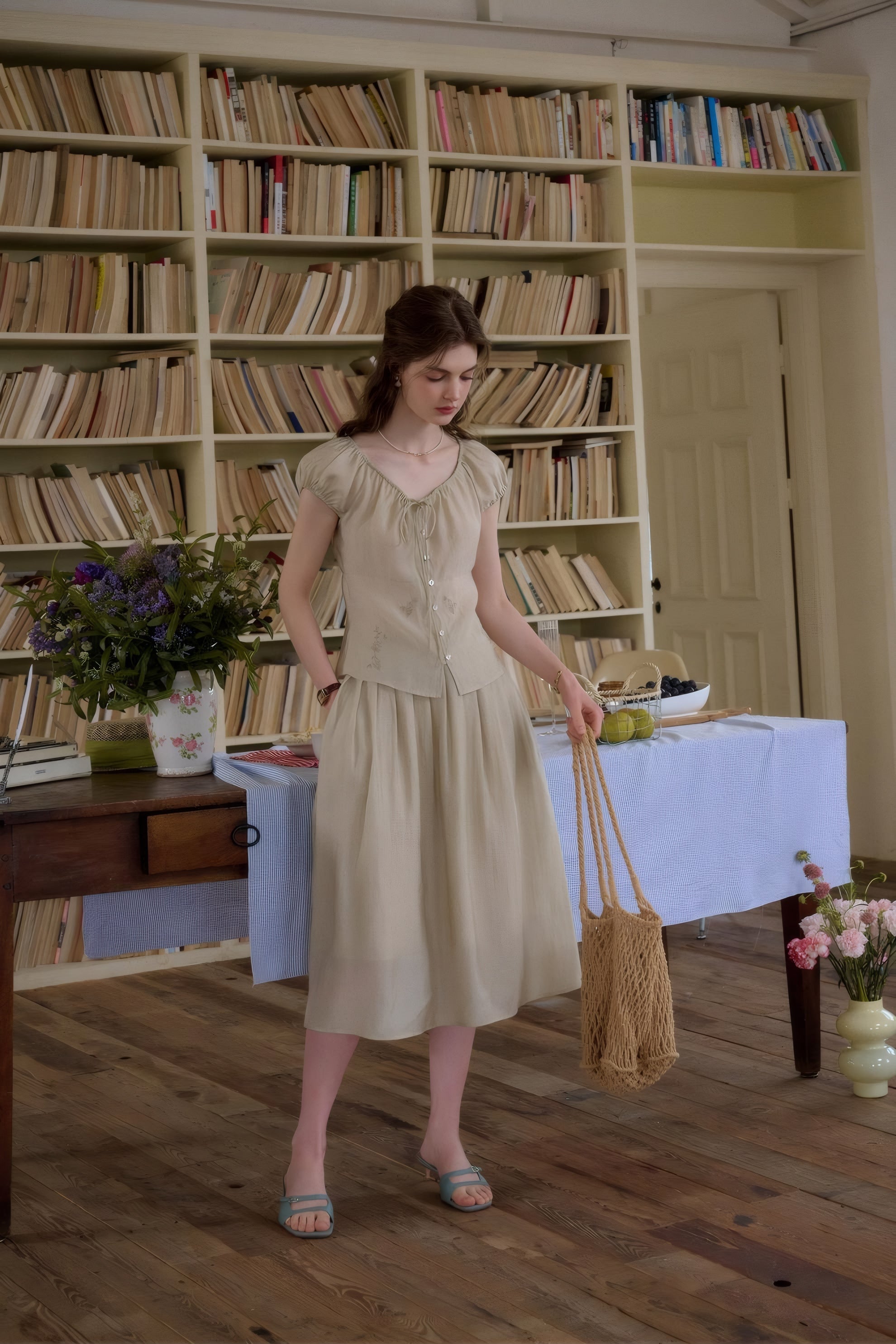 ELNOVÉ Thomasine Embroidered Tencel Skirt