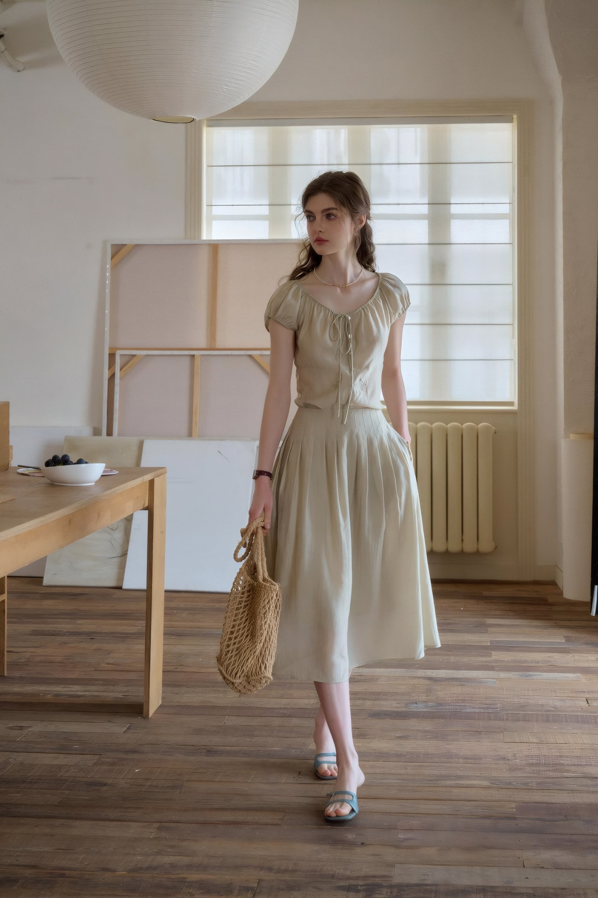 ELNOVÉ Thomasine Embroidered Tencel Skirt