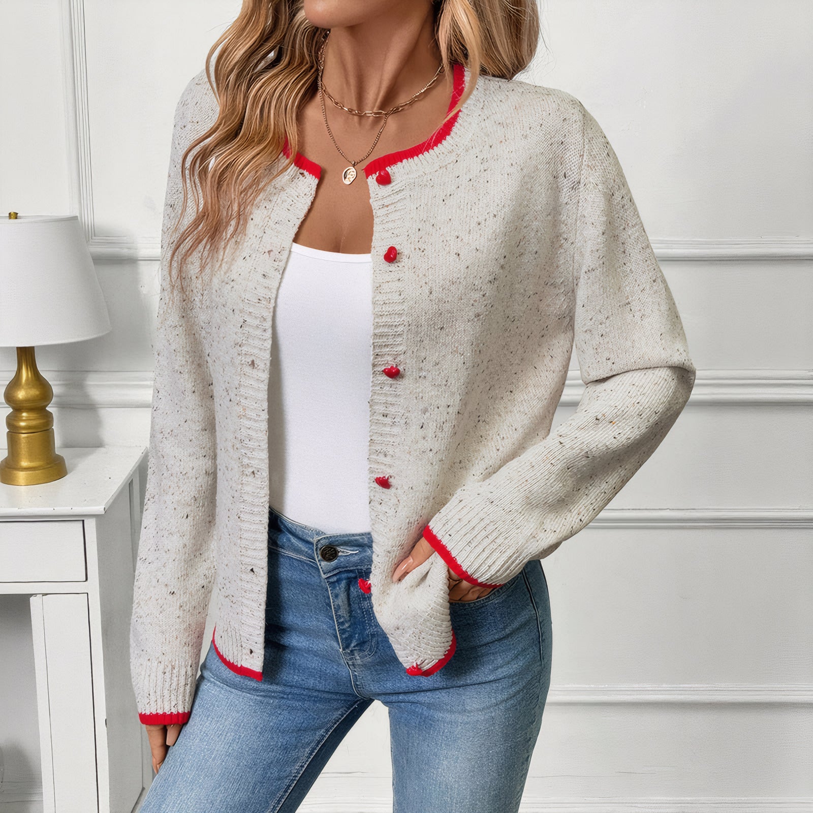 color-block knit cardigan
