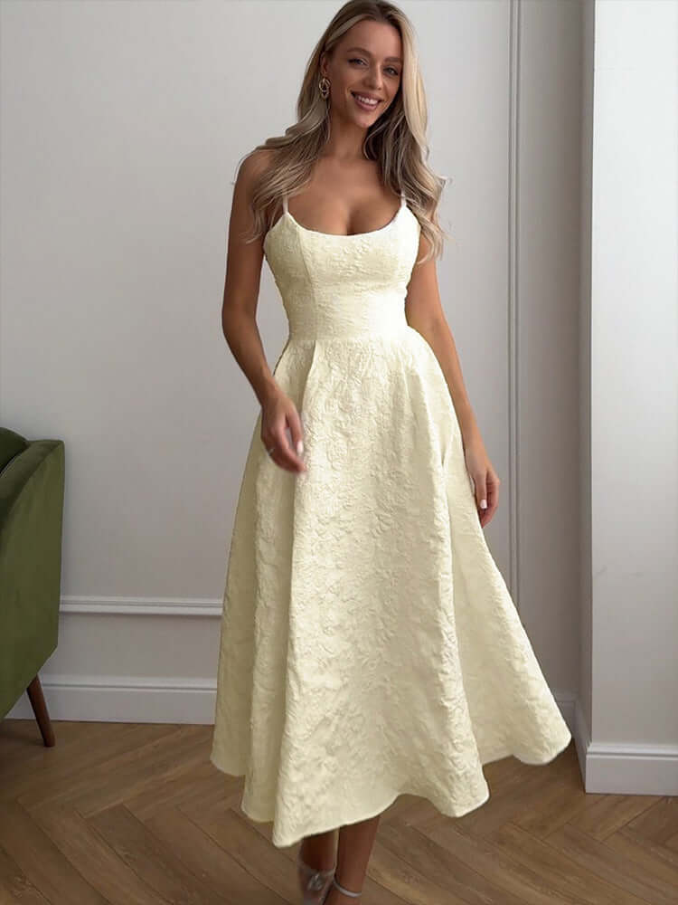 Céleste One-Shoulder Midi Dress#Color_Apricot