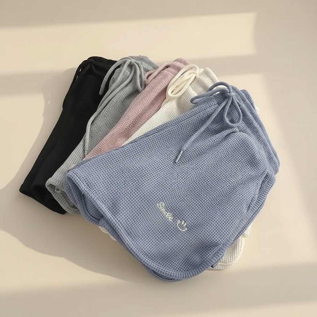 Waffle Knit High-Waist Wide-Leg Shorts — styling view