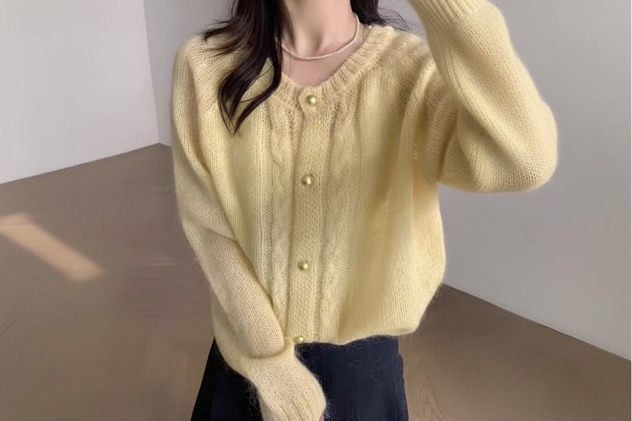 Cable Knit Round Neck Sweater — Detail View 8