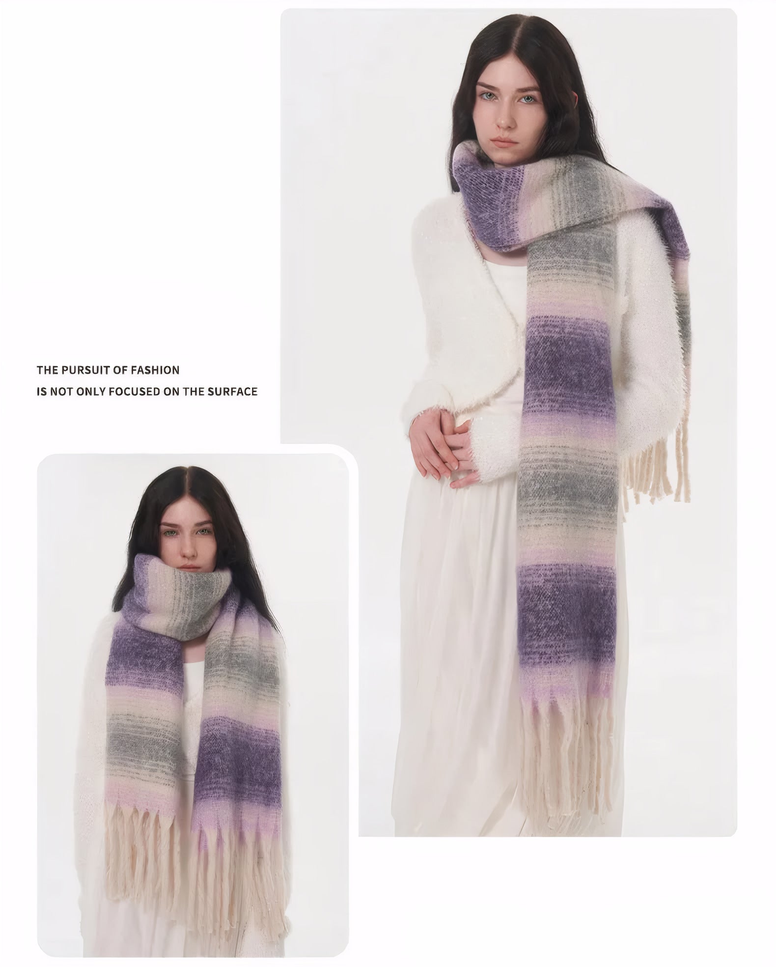 ELNOVÉ Vanessa Striped Tassel Scarf