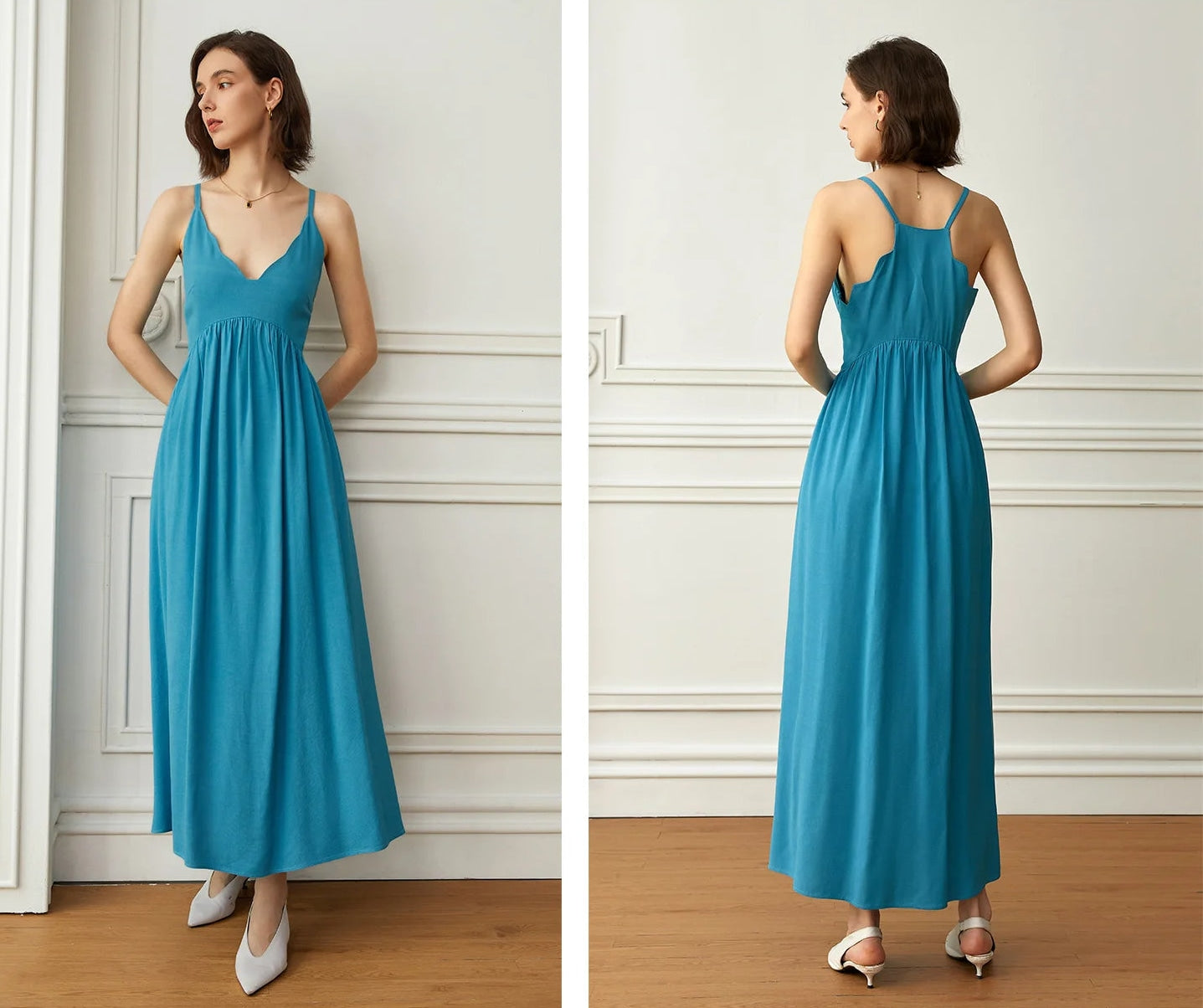 ELNOVÉ Béatrice Robe Sling Froncée Col en V