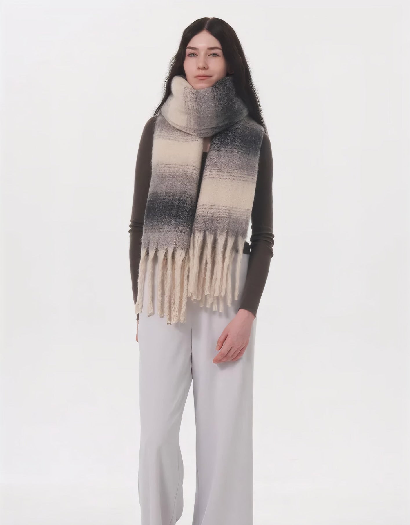 ELNOVÉ Vanessa Striped Tassel Scarf