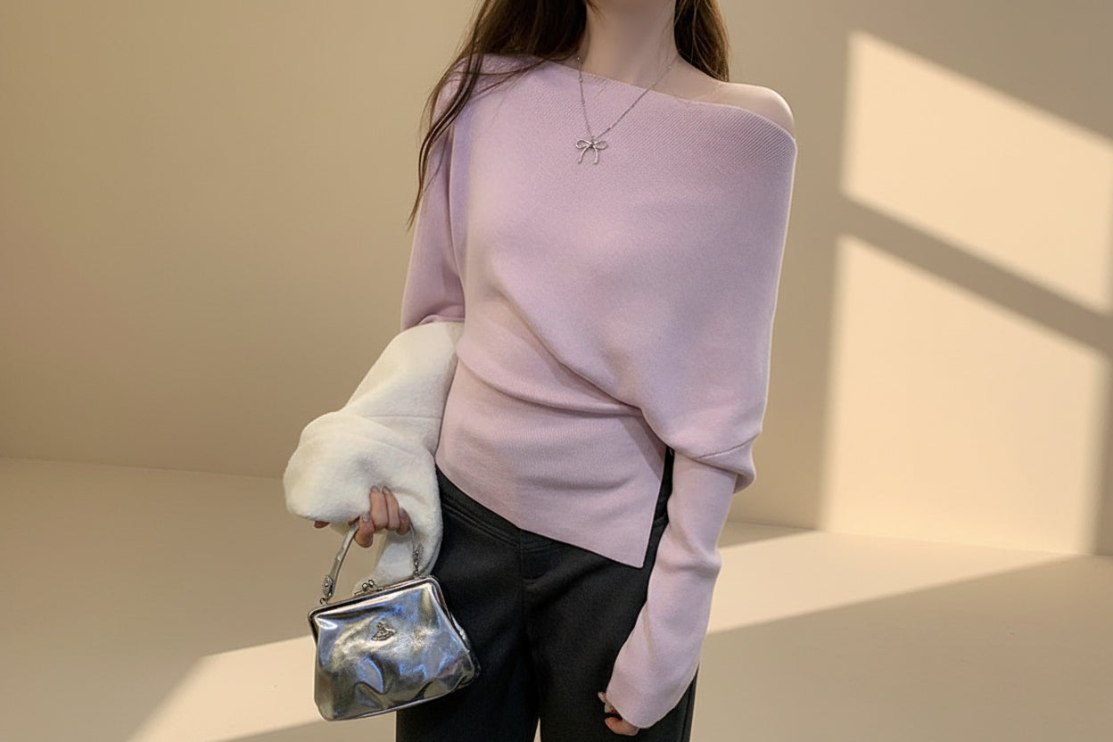 ELNOVÉ One Shoulder Fitted Knit Top