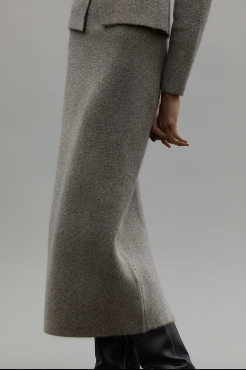 Knit Cardigan & Midi Skirt Set
