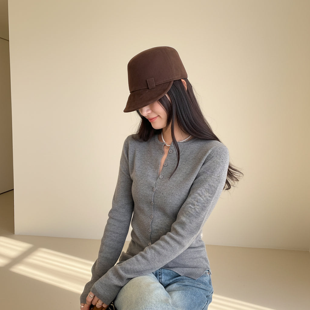 ELNOVÉ Single-Breasted Knit Cardigan