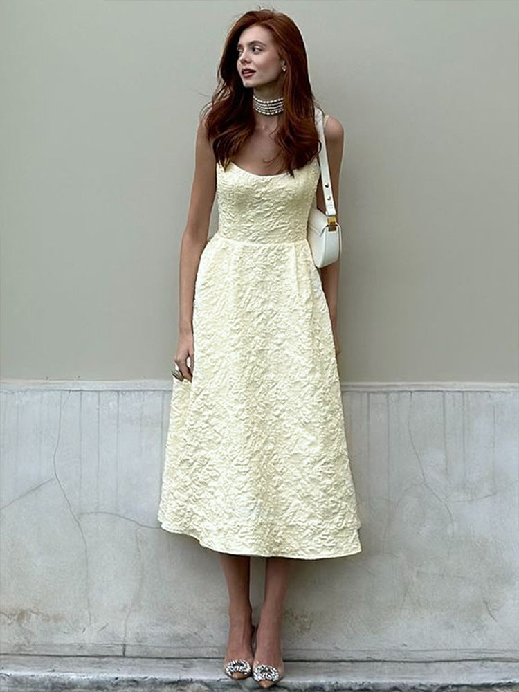 Strap style one-piece collar dress#Color_Apricot