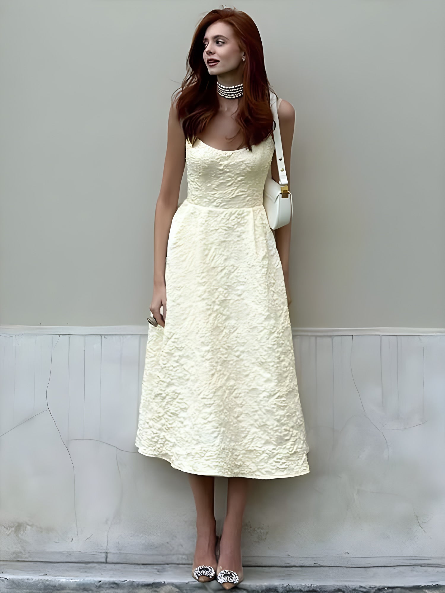 Céleste One-Shoulder Midi Dress#Color_Apricot