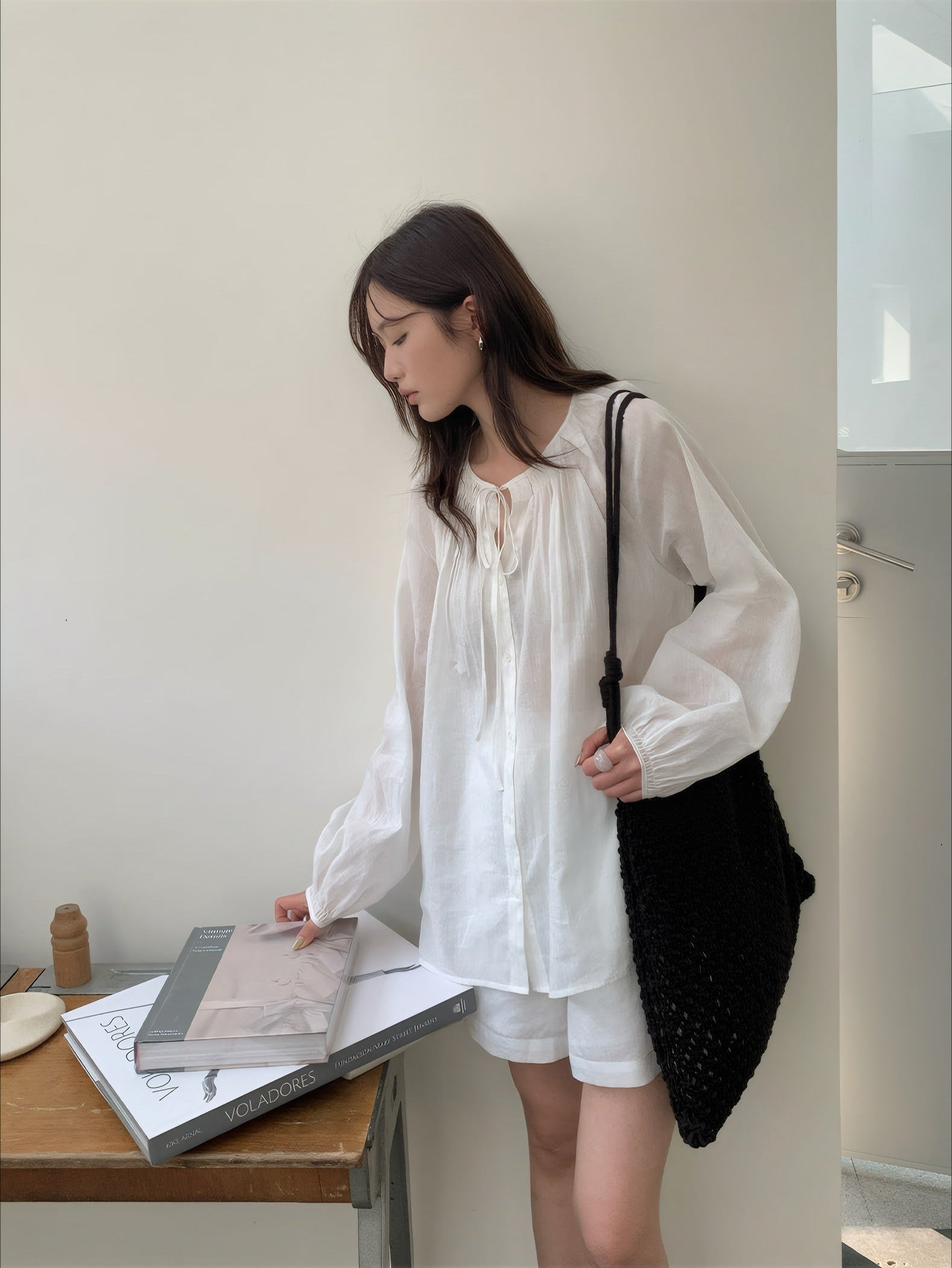 ELNOVÉ Alexandra Tie-Neck Blouse