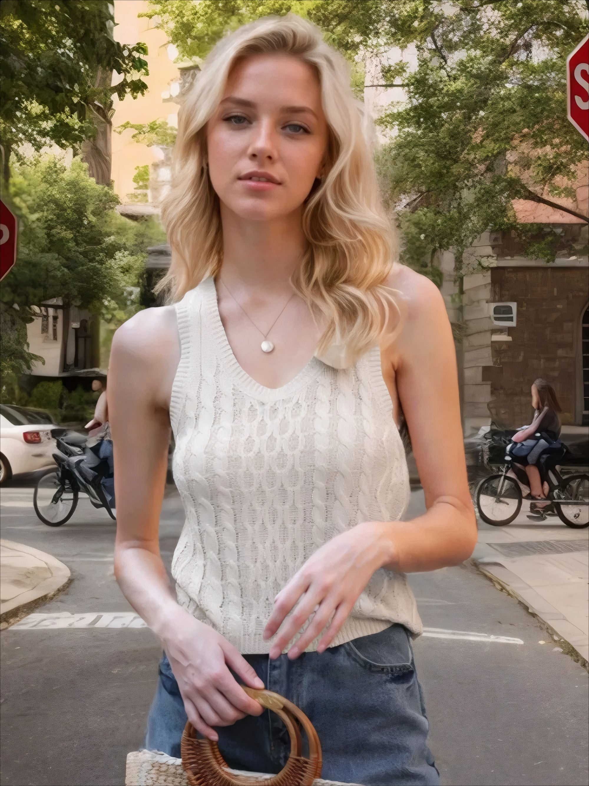 ELNOVÉ Angèle V-Neck Knit Vest