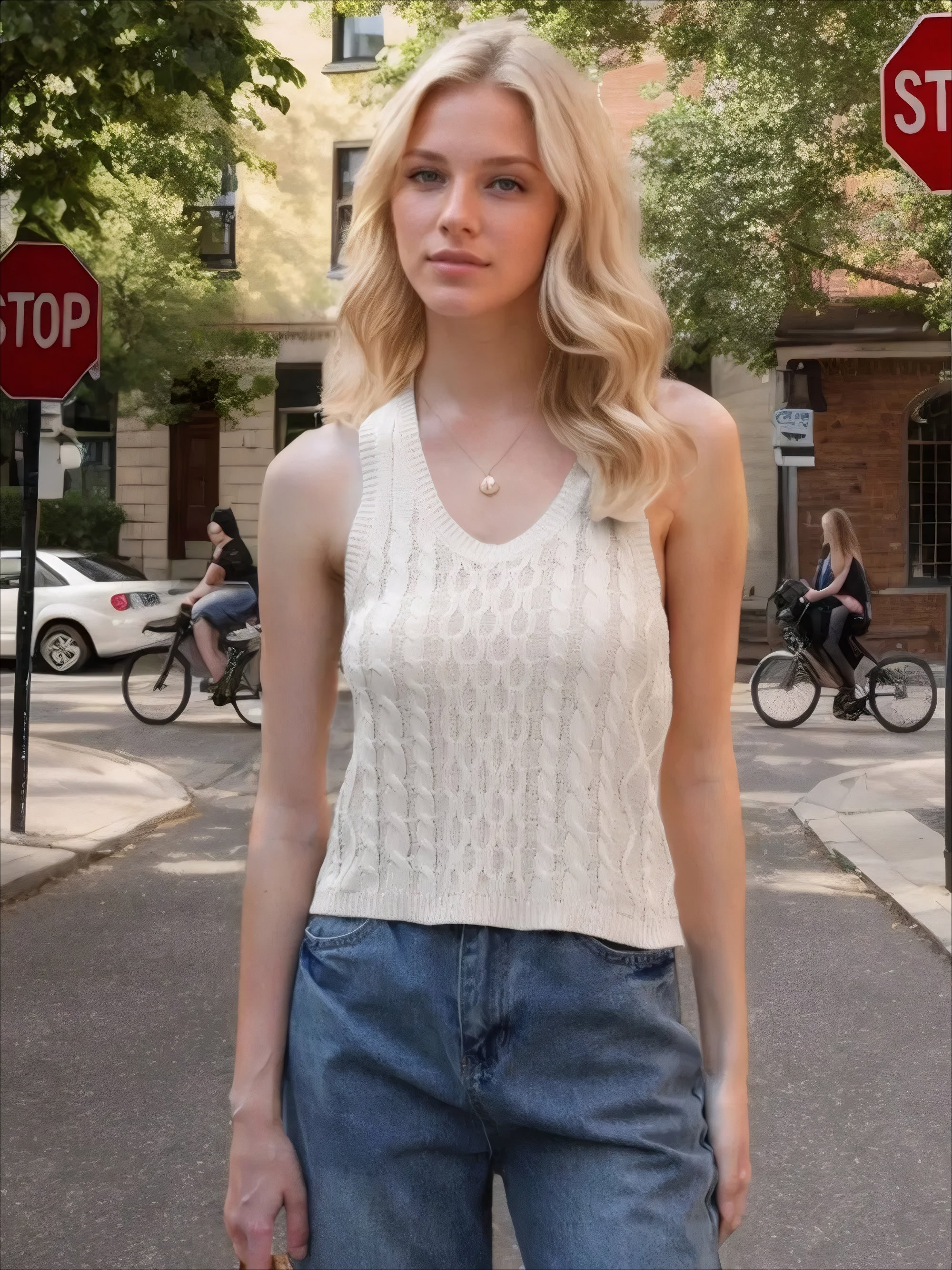 ELNOVÉ Angèle V-Neck Knit Vest