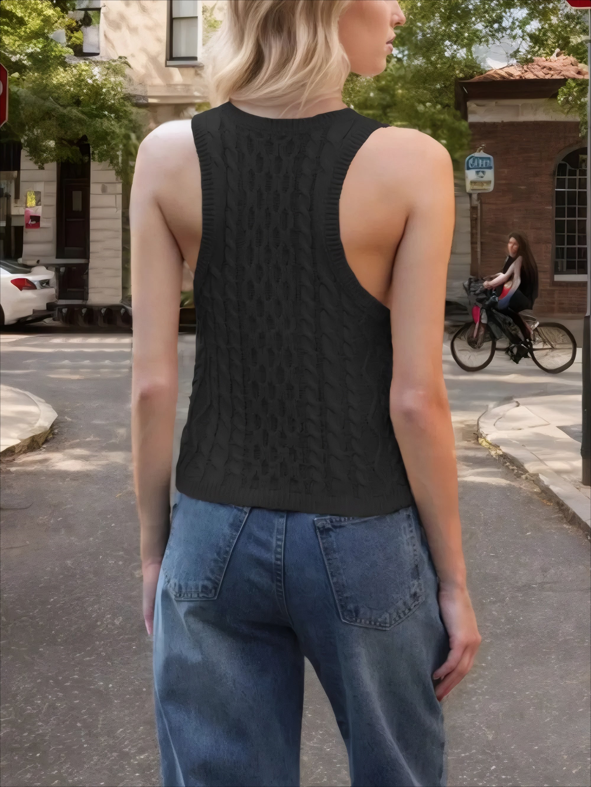ELNOVÉ Angèle V-Neck Knit Vest