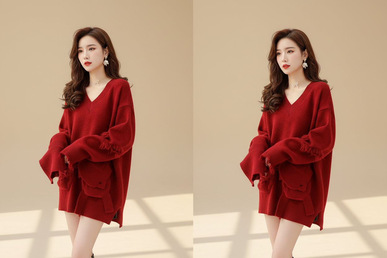 ELNOVÉ High Neck Knit Sweater Set