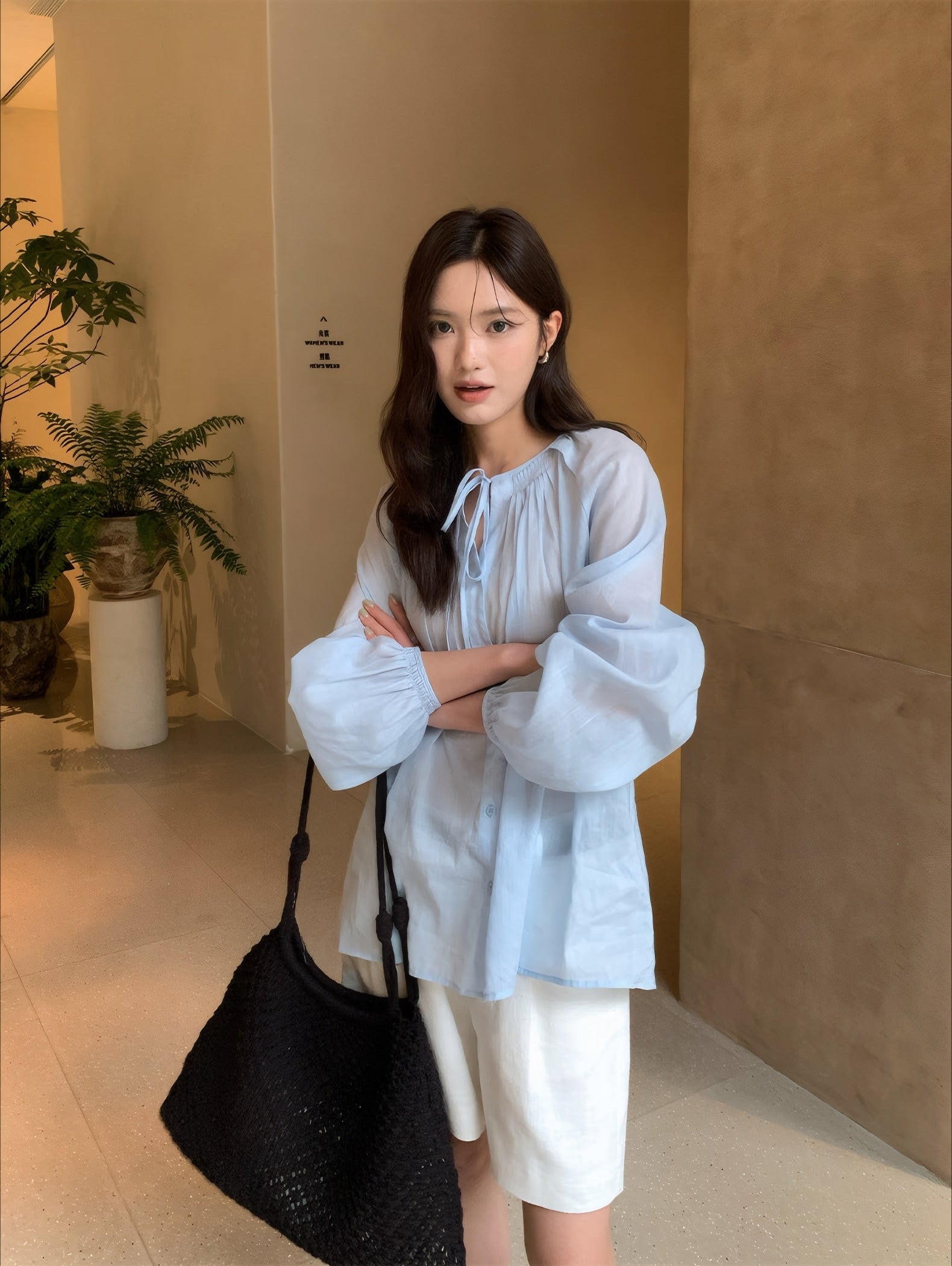 ELNOVÉ Alexandra Tie-Neck Blouse