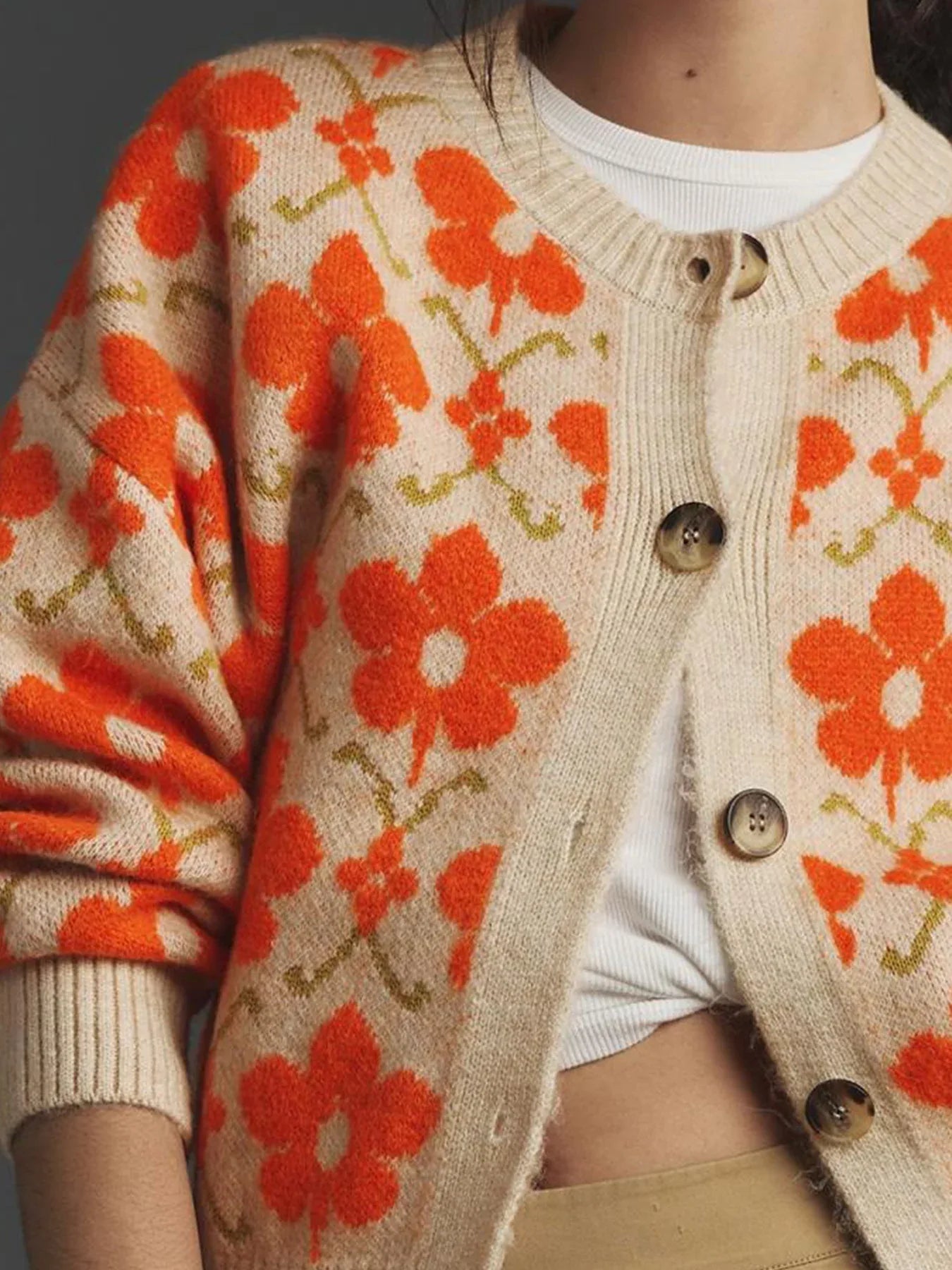 floral jacquard knit cardigan
