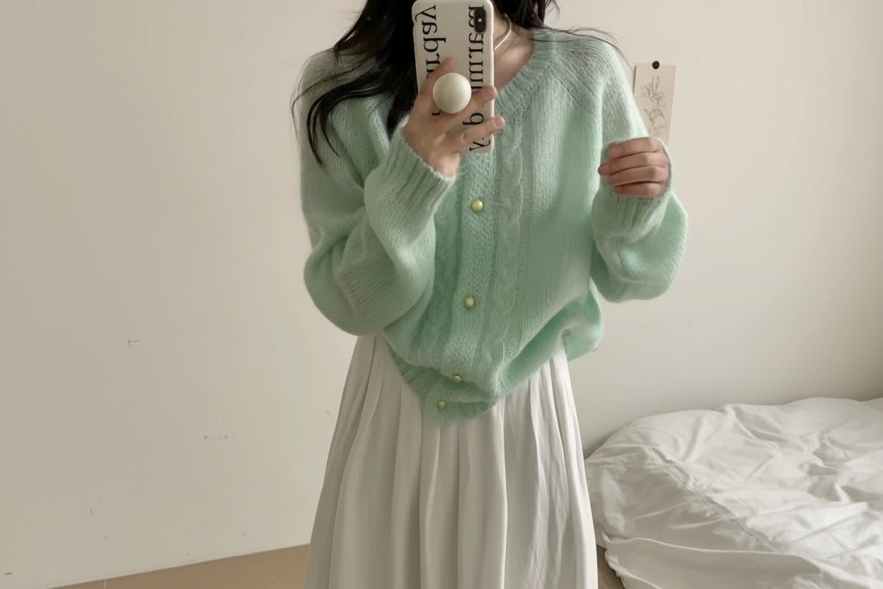 Cable Knit Round Neck Sweater — Detail View 10