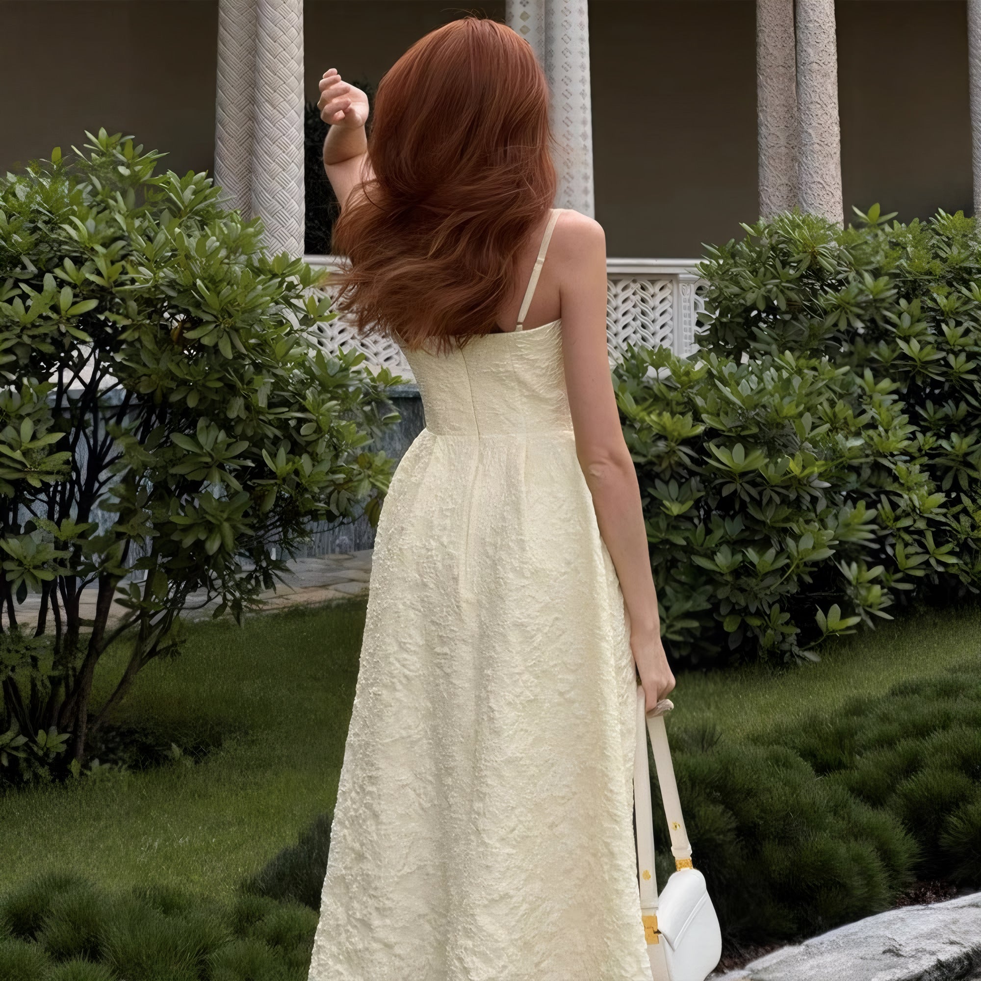 Céleste One-Shoulder Midi Dress#Color_Apricot