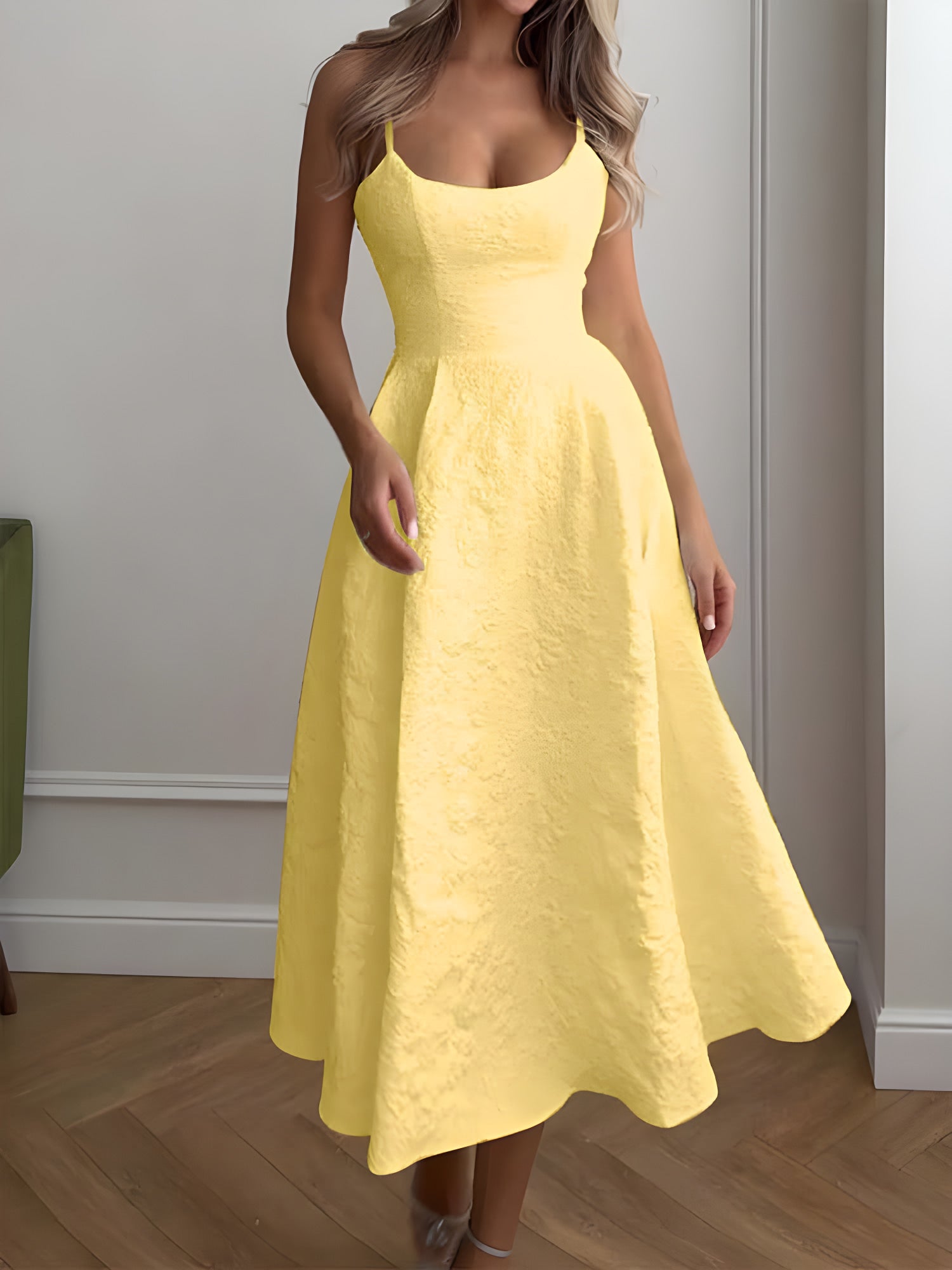 Céleste One-Shoulder Midi Dress#Color_Yellow