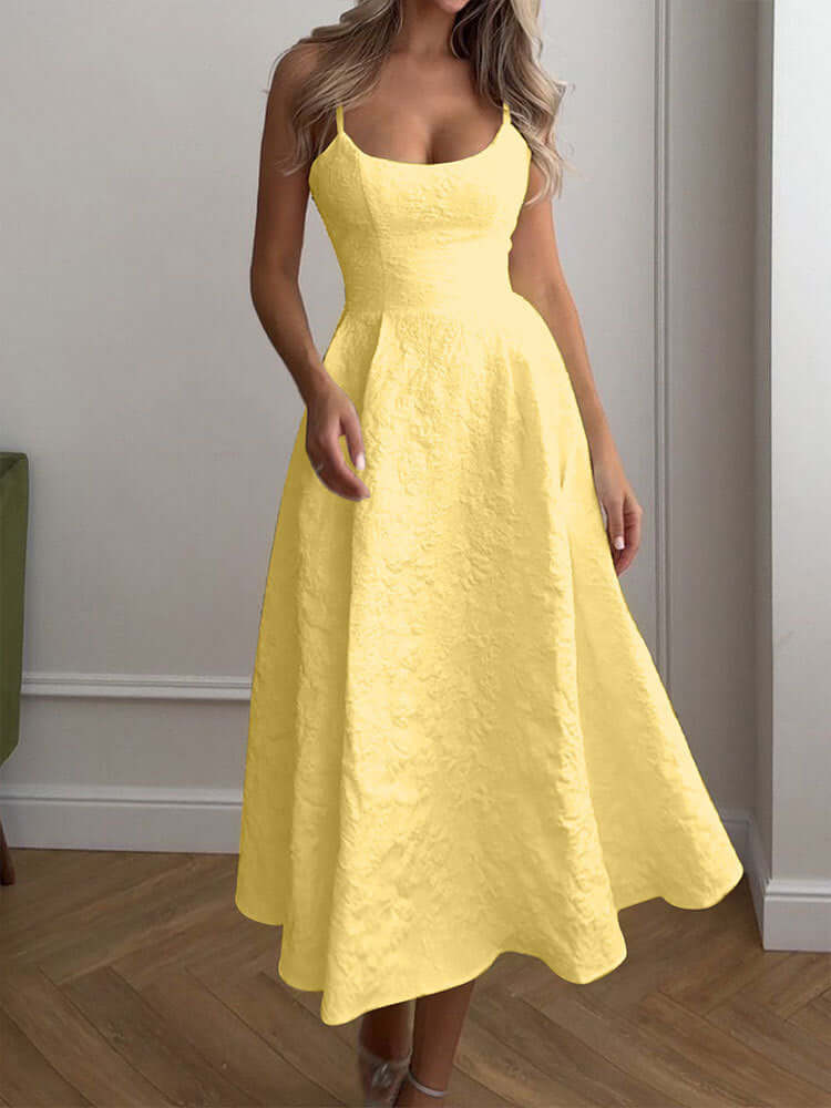 Céleste One-Shoulder Midi Dress#Color_Yellow