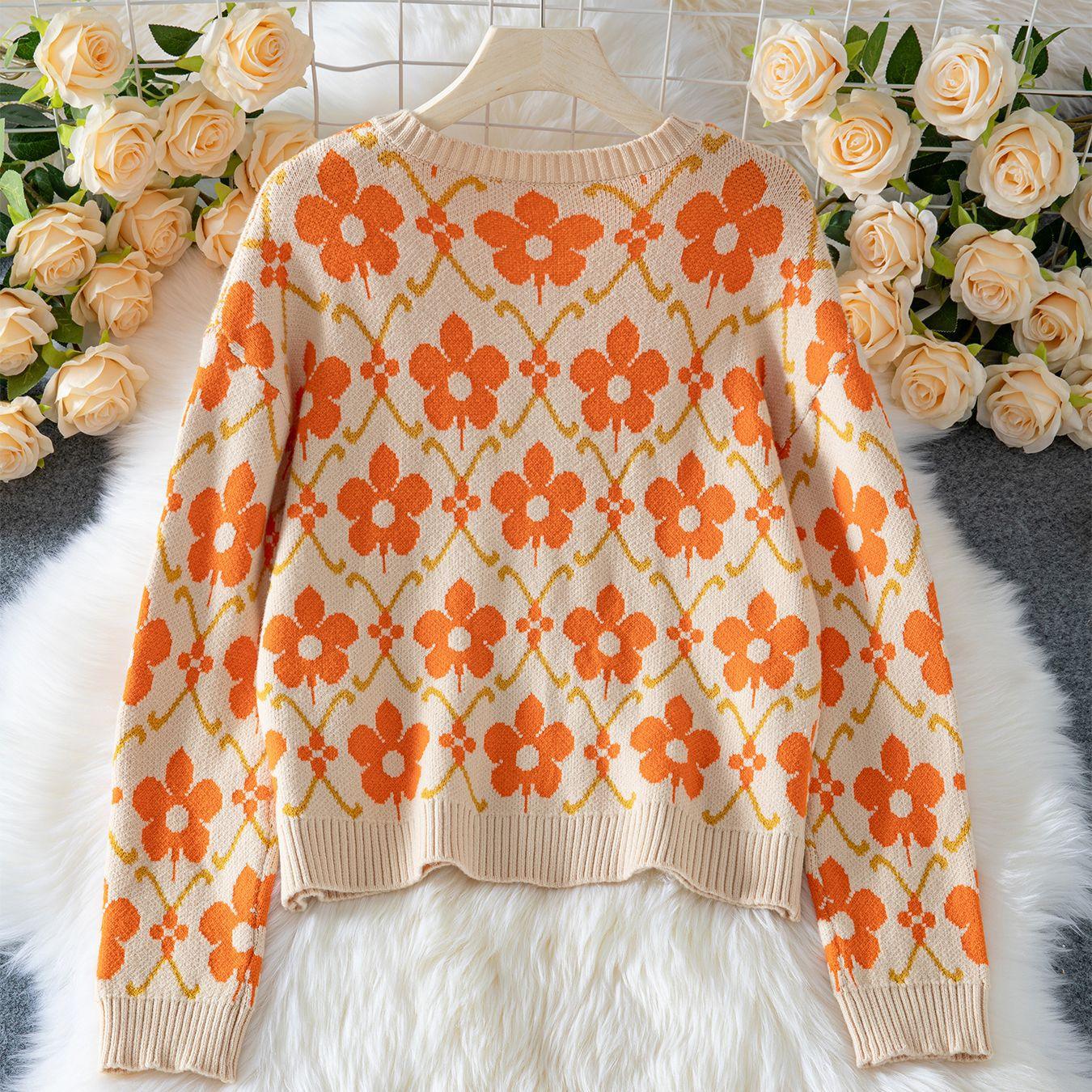 floral jacquard knit cardigan