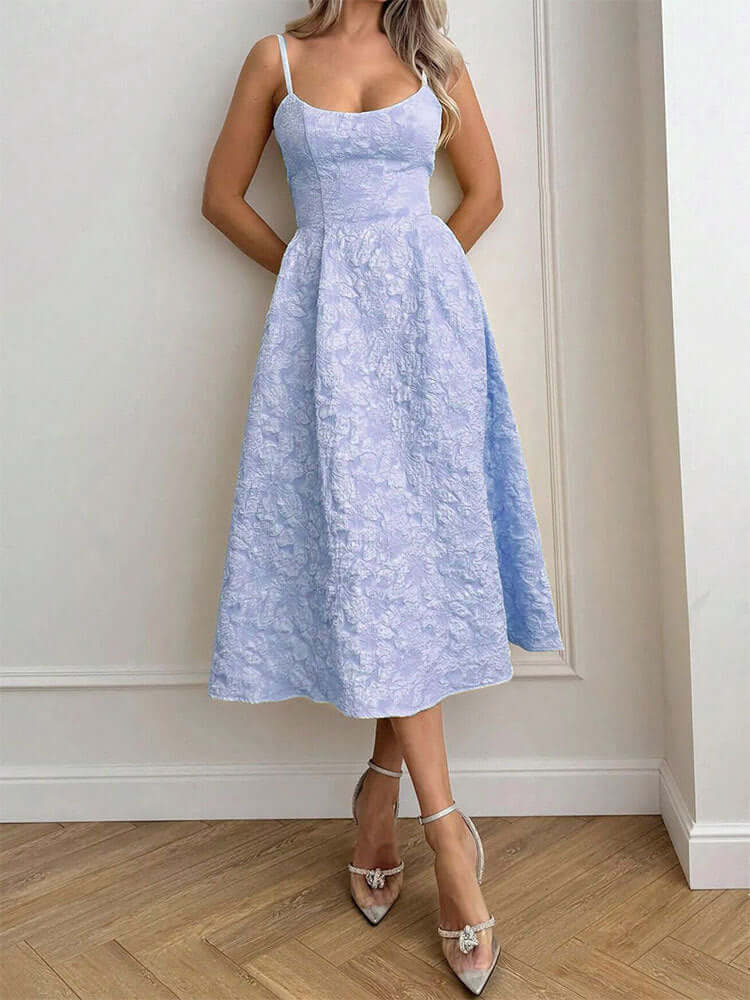 Céleste One-Shoulder Midi Dress#Color_Blue