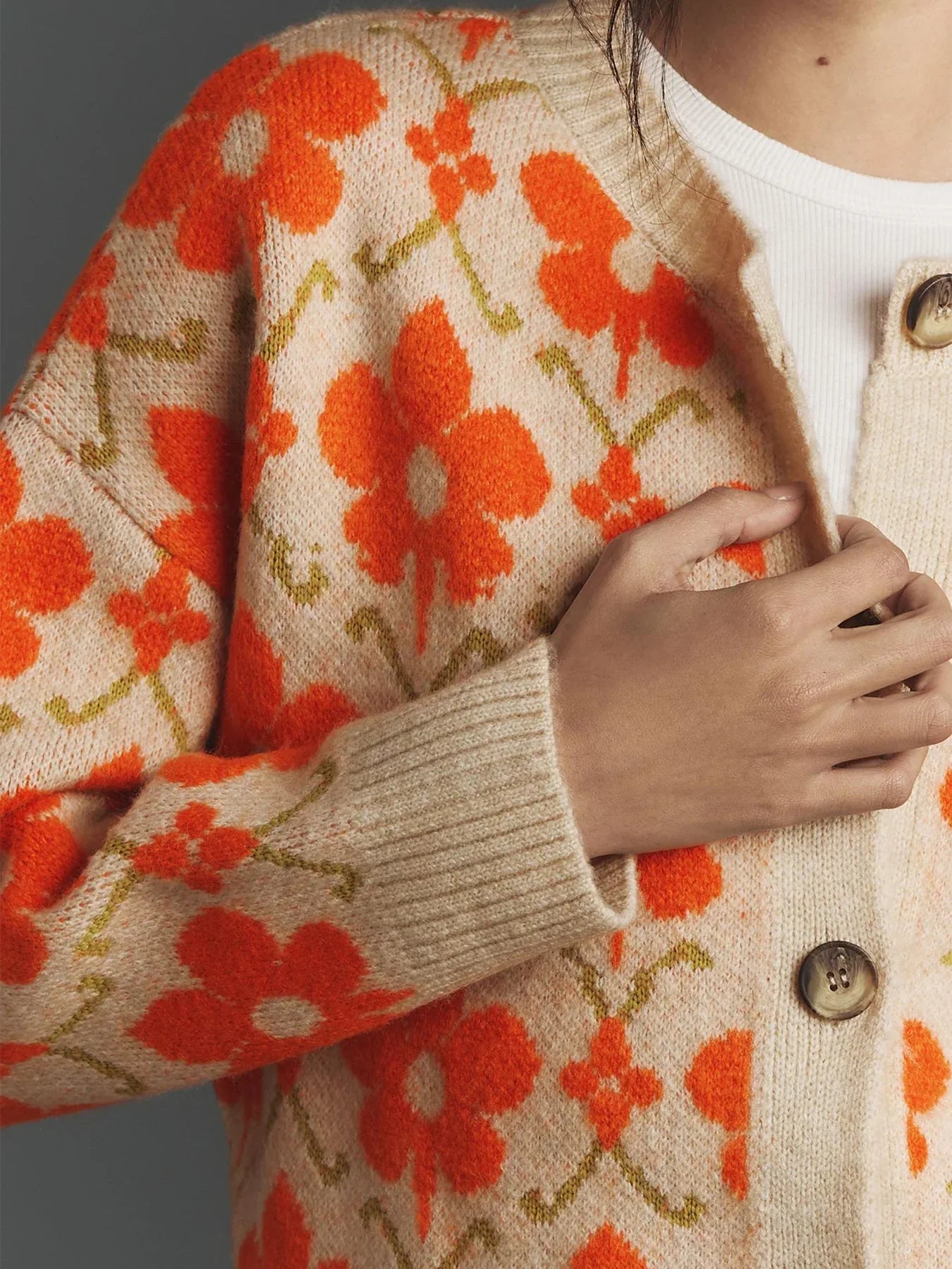 floral jacquard knit cardigan
