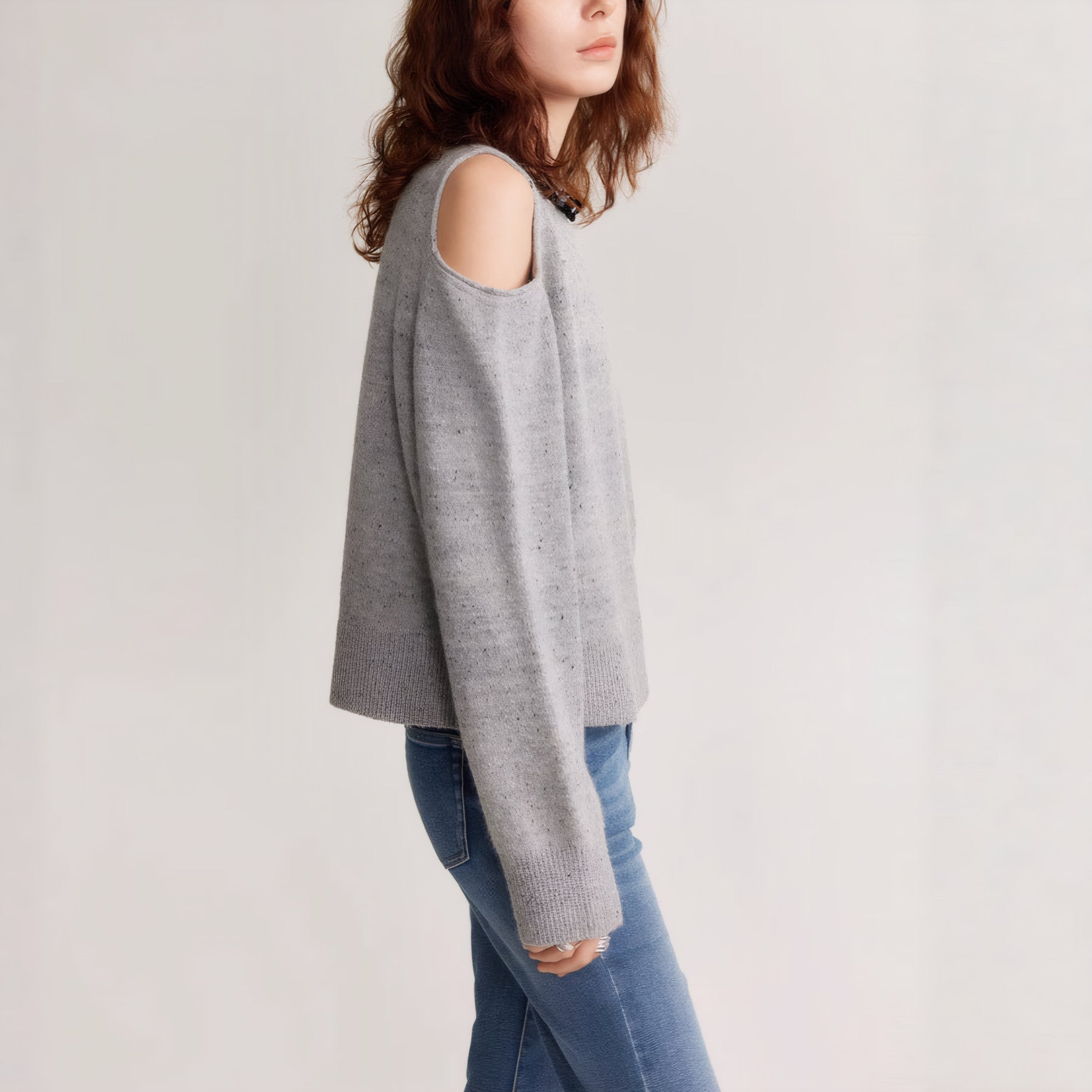 ELNOVÉ Aline Off-Shoulder Bouclé Sweater