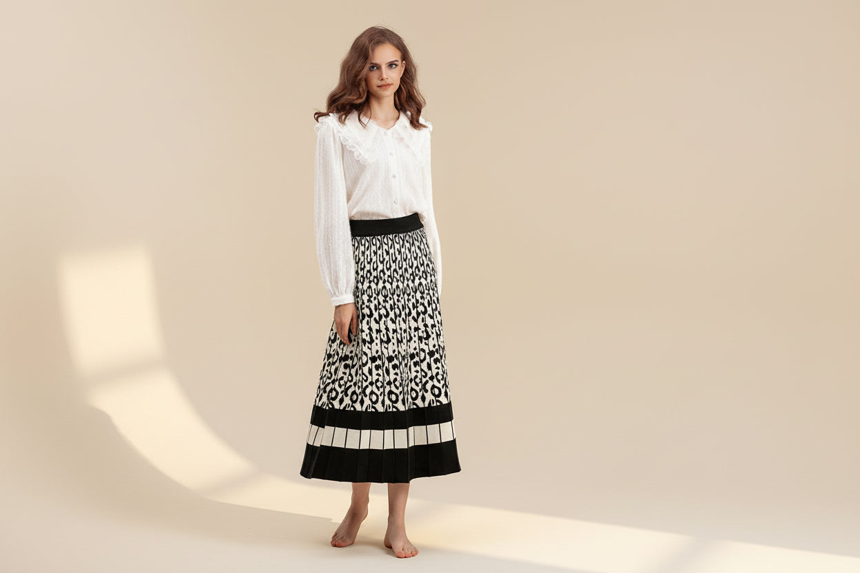 ELNOVÉ Knit Maxi A-Line Skirt